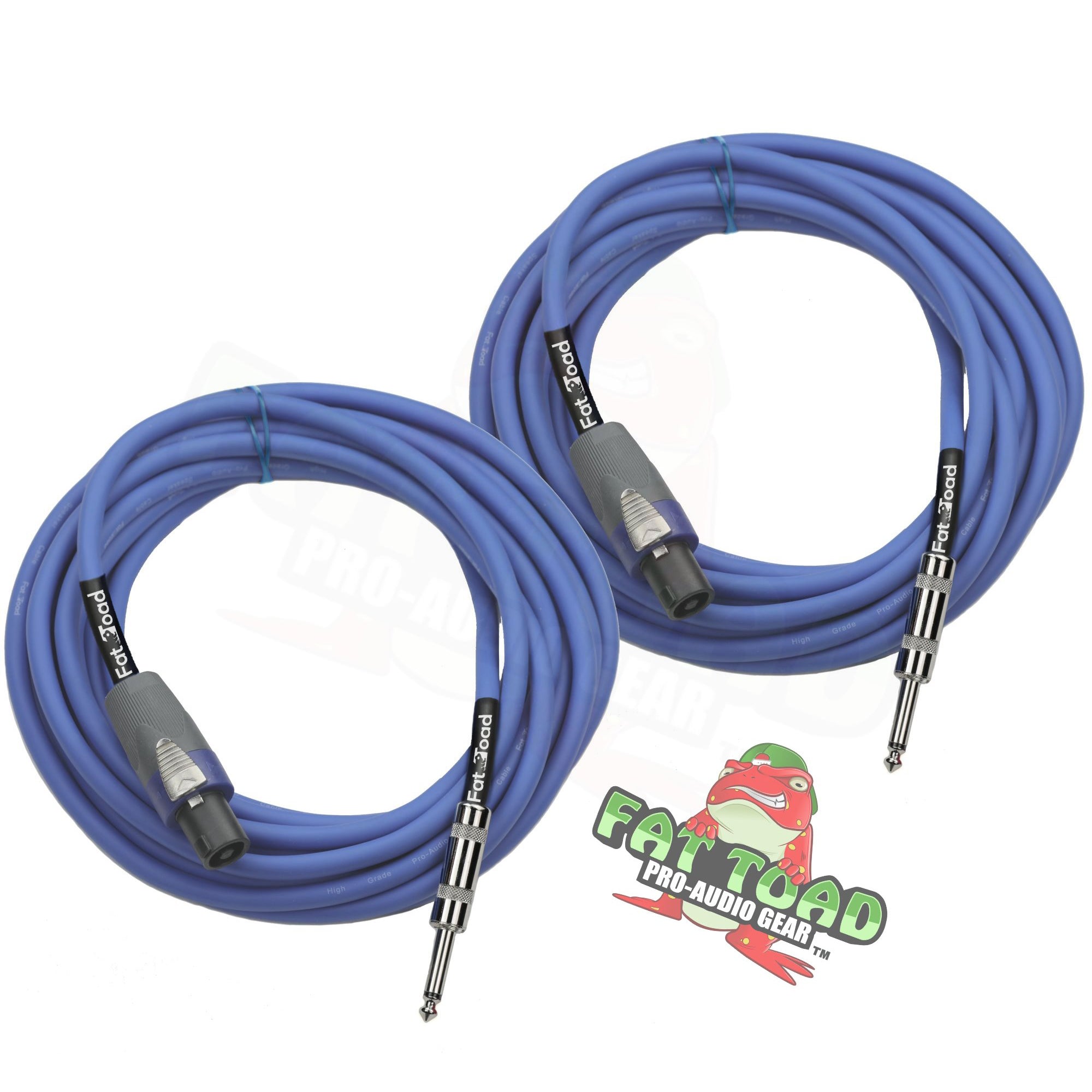 Speakon to 1/4" Male Cables (2 Pack) by FAT TOAD | 25 ft Professional Pro Audio Blue DJ Speaker PA Cord with Twist Lock Connector | 12 AWG Wire for Impeccable Studio Recording & Stage Performance Gear GeekStands.com