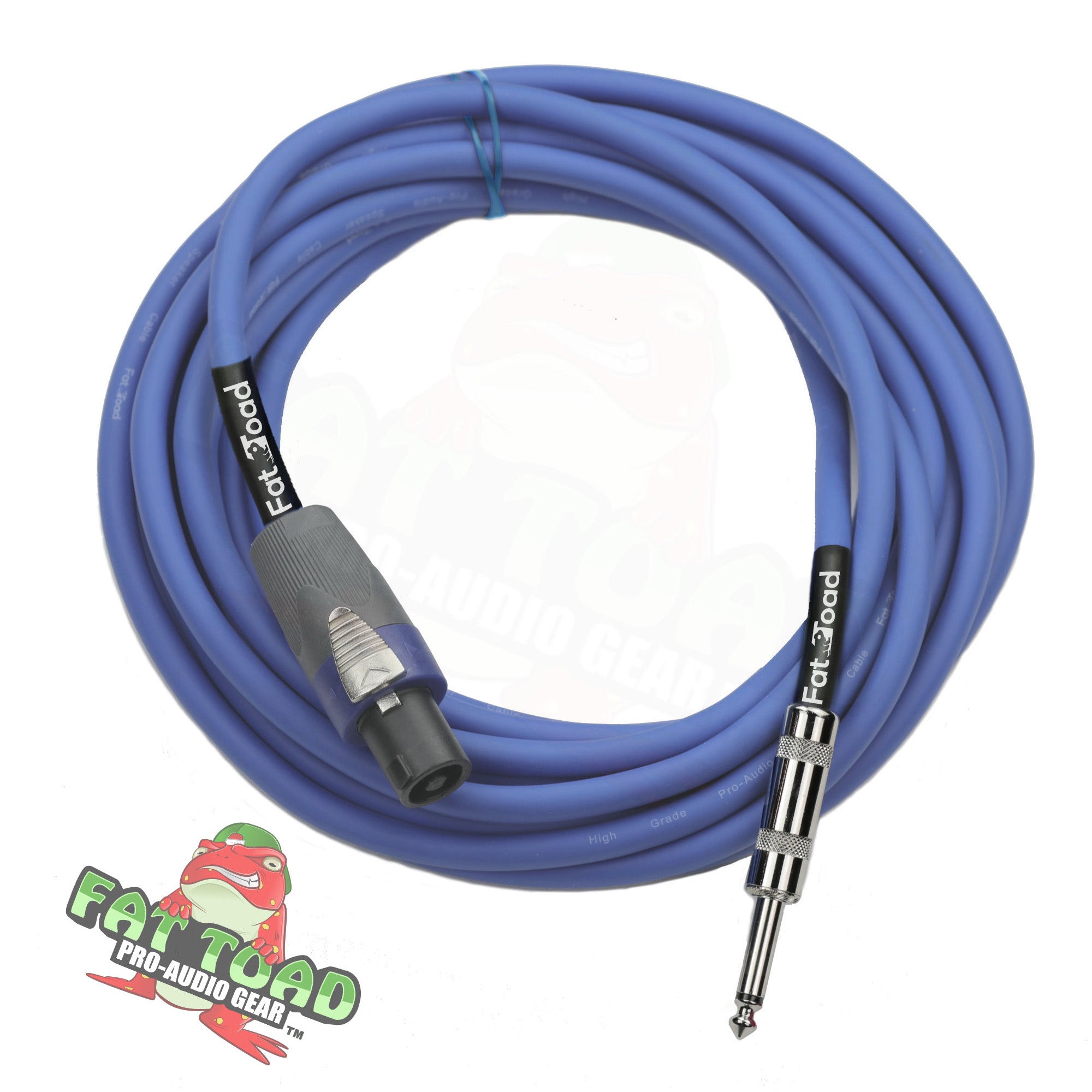 Speakon to 1/4" Male Cables (2 Pack) by FAT TOAD - 25 ft Professional Pro Audio Blue DJ Speaker PA Cord with Twist Lock Connector - 12 AWG Wire GeekStands.com