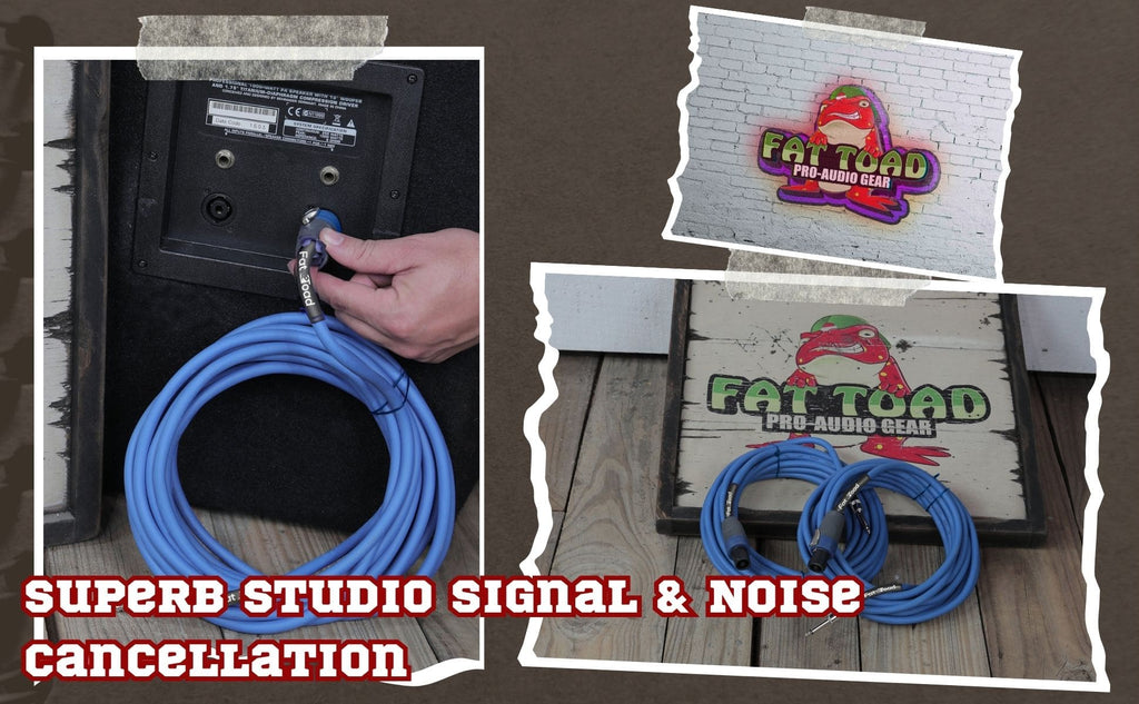 Speakon to 1/4" Male Cables (2 Pack) by FAT TOAD - 25 ft Professional Pro Audio Blue DJ Speaker PA Cord with Twist Lock Connector - 12 AWG Wire GeekStands.com