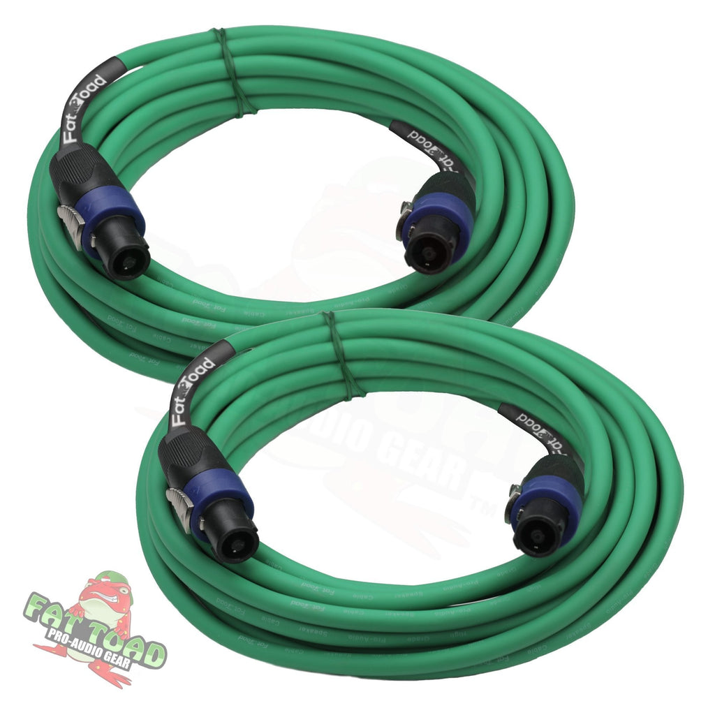 Speakon to Speakon Cables (2 Pack) by FAT TOAD - 25ft Professional DJ Pro Audio Green Speaker PA Cord w/ Twist Lock Connector - 12 AWG Wire for Studio GeekStands.com