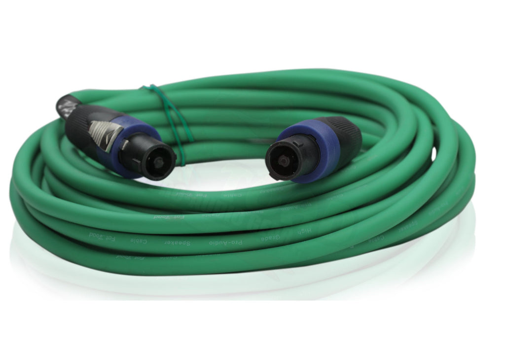 Speakon to Speakon Cables (2 Pack) by FAT TOAD - 25ft Professional DJ Pro Audio Green Speaker PA Cord w/ Twist Lock Connector - 12 AWG Wire for Studio GeekStands.com