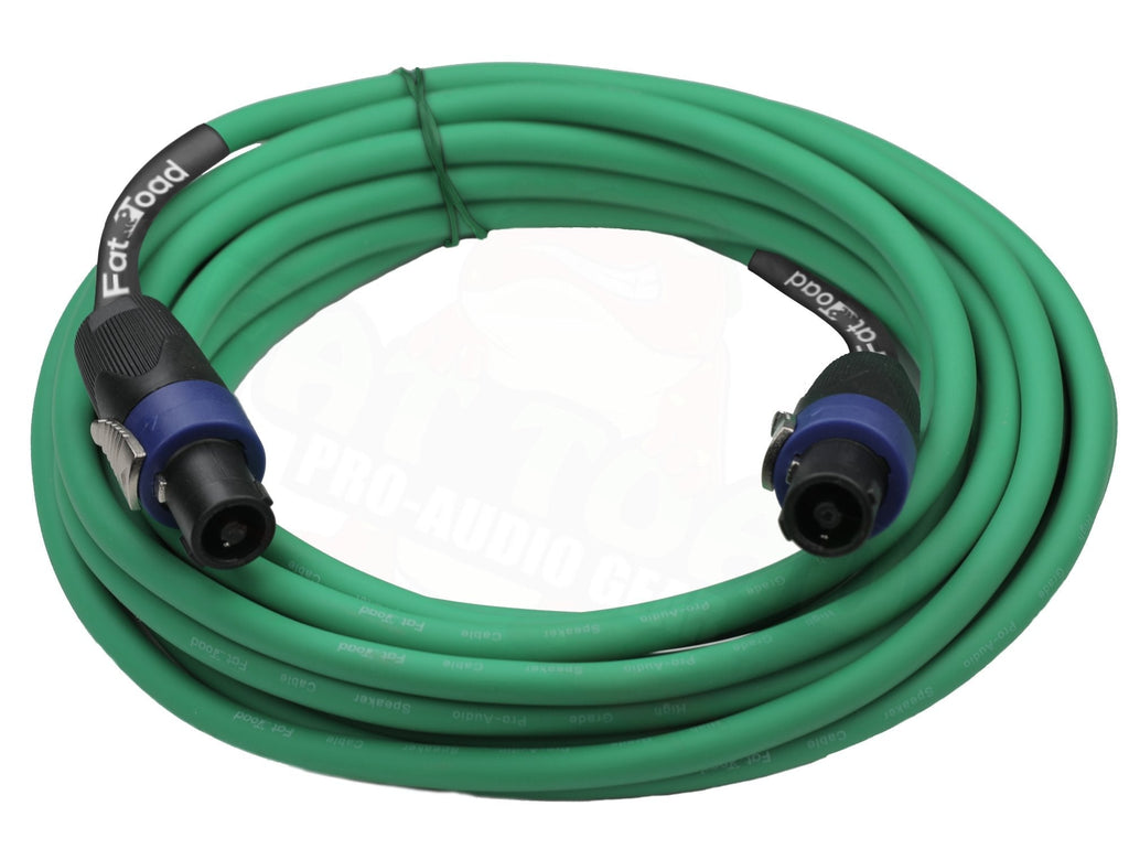 Speakon to Speakon Cables (2 Pack) by FAT TOAD - 25ft Professional DJ Pro Audio Green Speaker PA Cord w/ Twist Lock Connector - 12 AWG Wire for Studio GeekStands.com