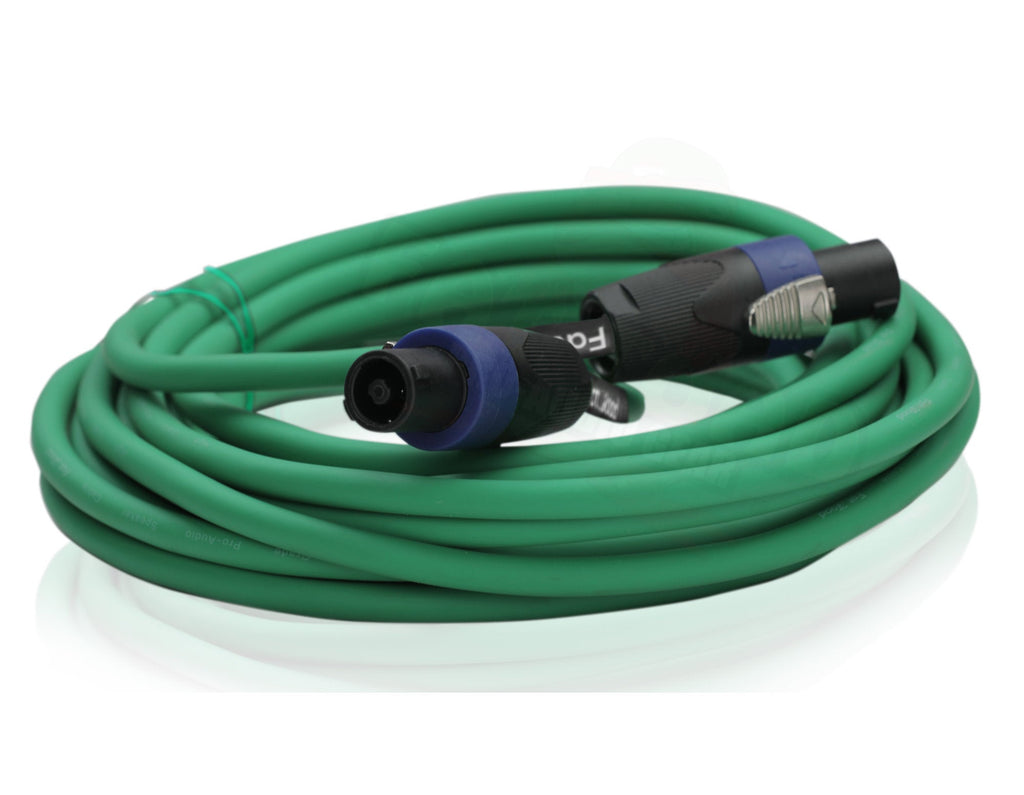 Speakon to Speakon Cables (2 Pack) by FAT TOAD - 25ft Professional DJ Pro Audio Green Speaker PA Cord w/ Twist Lock Connector - 12 AWG Wire for Studio GeekStands.com