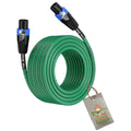 Speakon to Speakon Cable by FAT TOAD - 50ft Professional 12GA Pro Audio Green Speaker PA Cord w/ Twist Lock Connector - 12 AWG Wire for Music Studio GeekStands.com