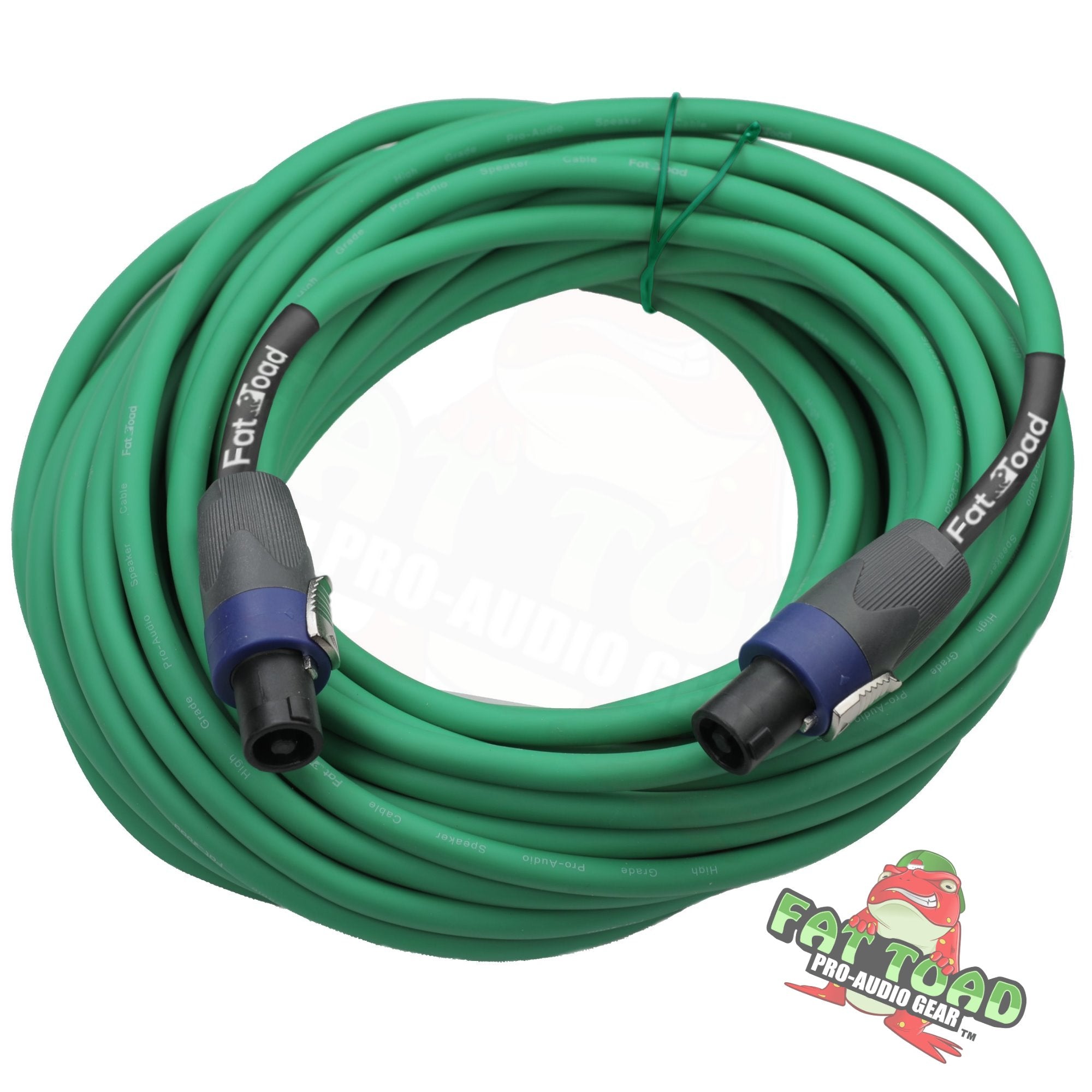 Speakon to Speakon Cable by FAT TOAD - 50ft Professional 12GA Pro Audio Green Speaker PA Cord w/ Twist Lock Connector - 12 AWG Wire for Music Studio GeekStands.com