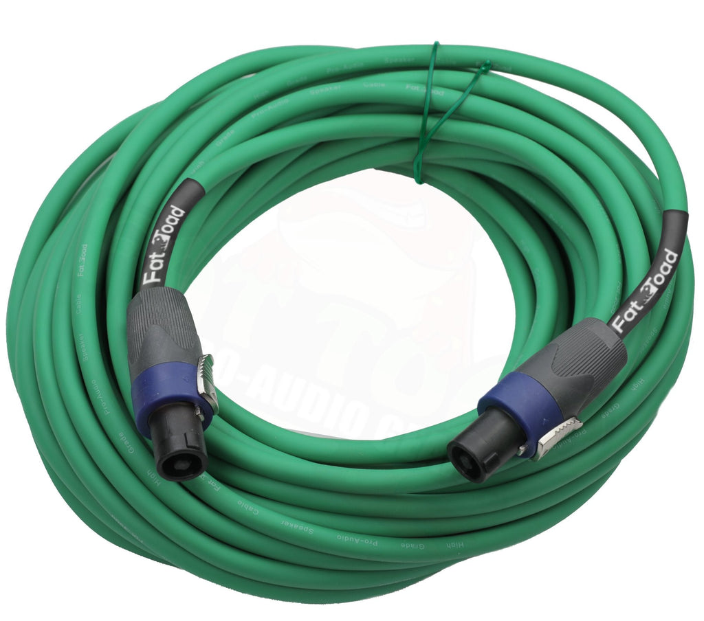 Speakon to Speakon Cables (2 Pack) by FAT TOAD - 50ft Professional Pro Audio Green Speaker PA Cord with Twist Lock Connector - 12 AWG Wire for Studio GeekStands.com