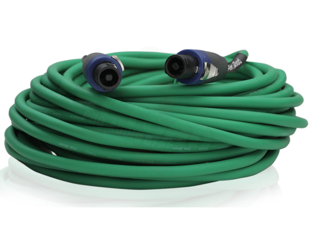 Speakon to Speakon Cables (2 Pack) by FAT TOAD - 50ft Professional Pro Audio Green Speaker PA Cord with Twist Lock Connector - 12 AWG Wire for Studio GeekStands.com