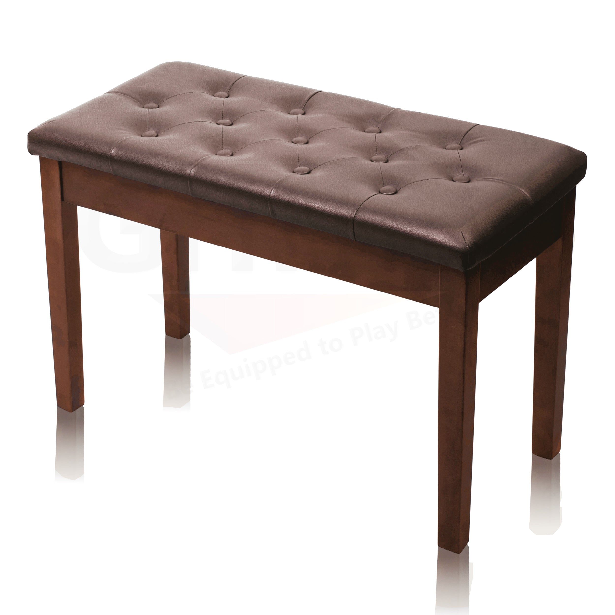 GRIFFIN Brown Wood PU Leather Piano Bench - Double Vintage Design, Ergonomic Chair Musicians Keyboard Stool - Cushion Duet Seat & Sheet Music Storage GeekStands.com