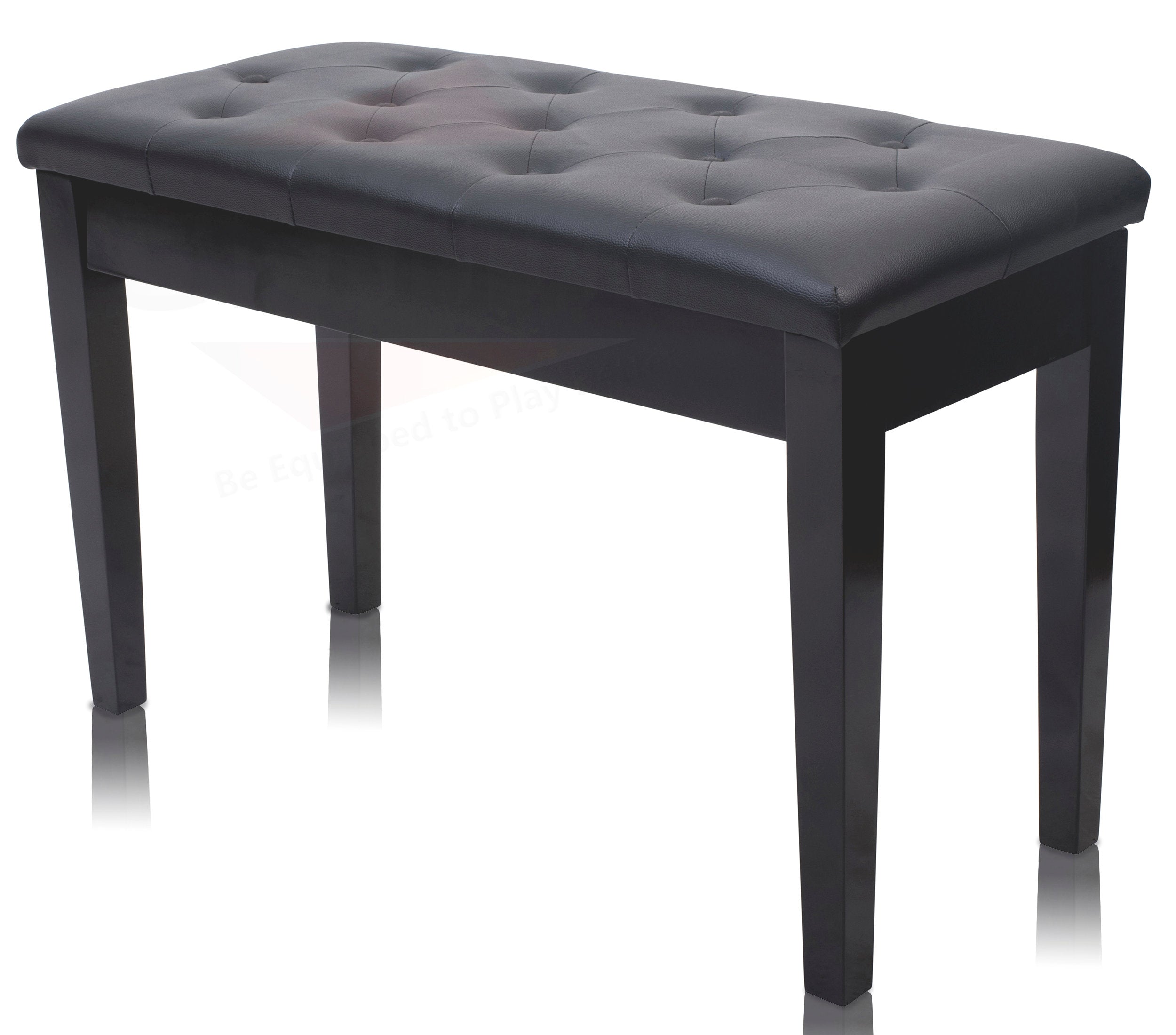 Premium Antique Black Piano Bench By Griffin - Solid Wood Frame & Luxurious, Comfortable PU Leather Padded Duet Double Seat Ergonomic Keyboard Stool With Storage Space, Durable & Sturdy, Vintage Design GeekStands.com