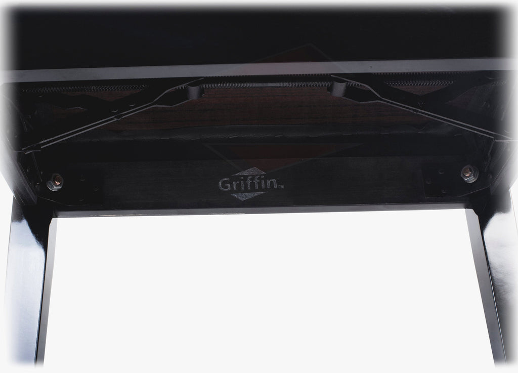 GRIFFIN Premium Antique Piano Bench | Adjustable Black Solid Wood Frame & PU Leather Padded Cushion | Vintage Ergonomic Musicians Keyboard Chair | Guitar Stool, Home Vanity Bench | Sheet Music Storage GeekStands.com