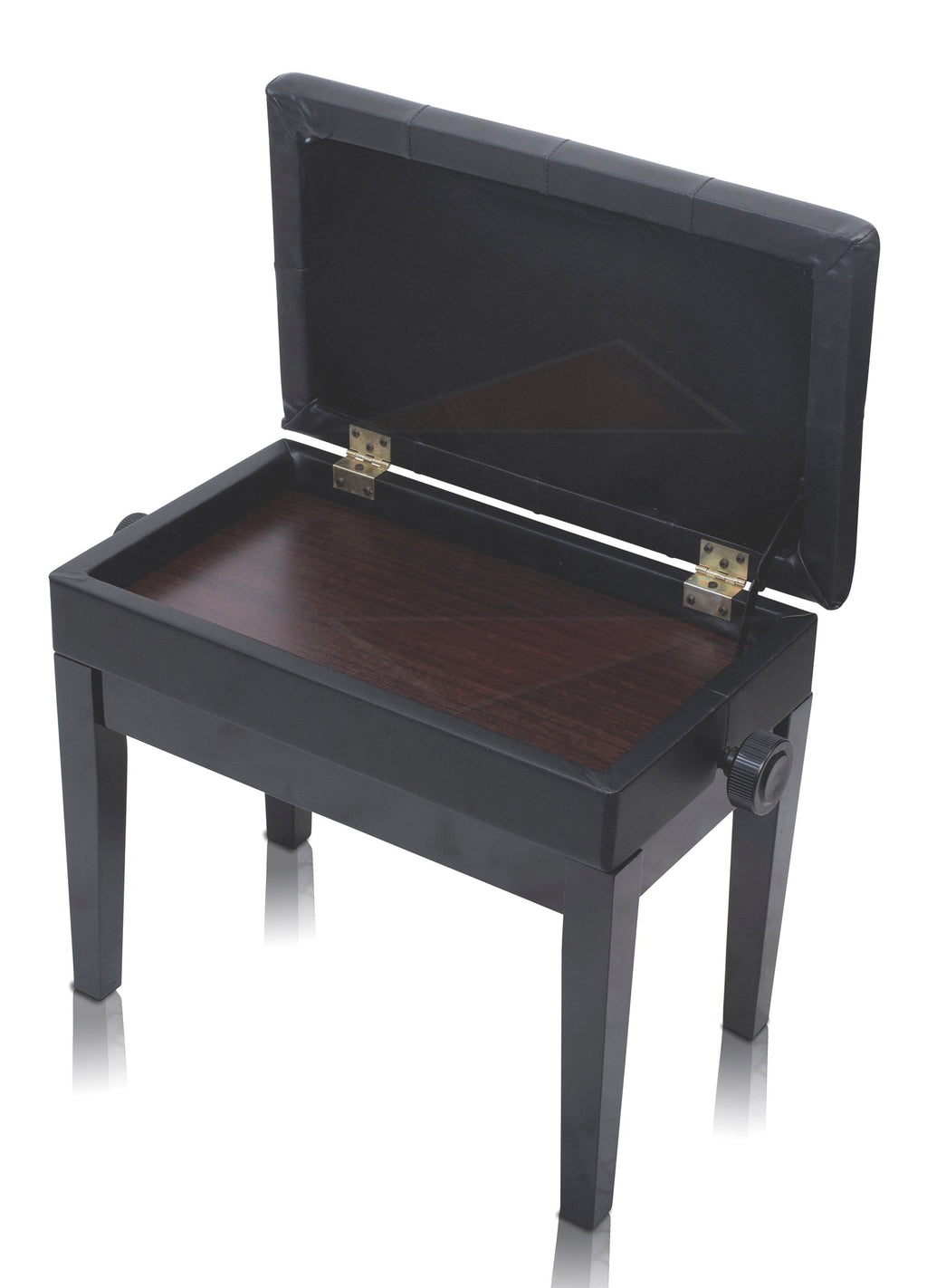 GRIFFIN Premium Antique Piano Bench | Adjustable Black Solid Wood Frame & PU Leather Padded Cushion | Vintage Ergonomic Musicians Keyboard Chair | Guitar Stool, Home Vanity Bench | Sheet Music Storage GeekStands.com