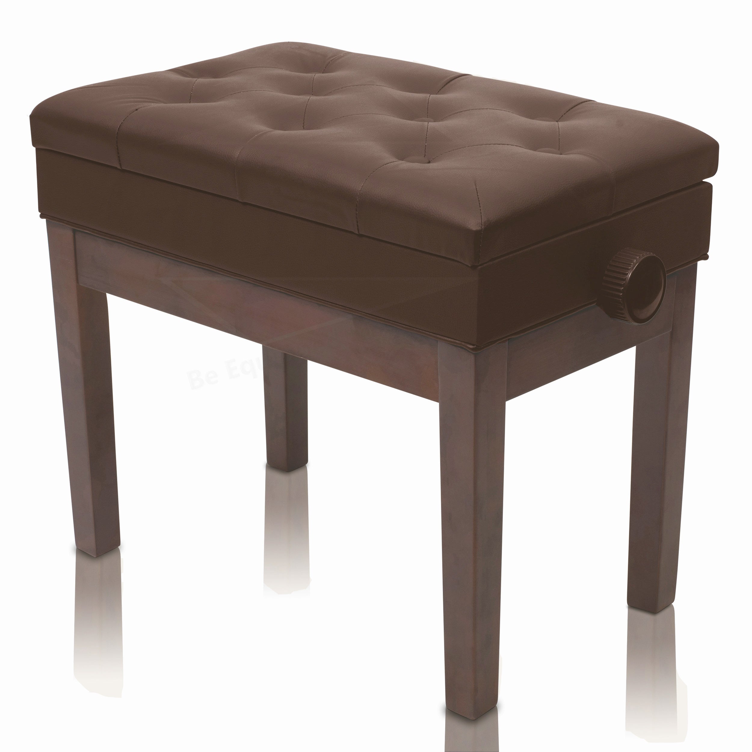 Adjustable Piano Brown PU Leather Bench by GRIFFIN | Vintage Stylish Design, Heavy-Duty & Ergonomic Keyboard Stool | Comfortable Seat & Convenient Hidden Storage Space Perfect For Home & Professional GeekStands.com