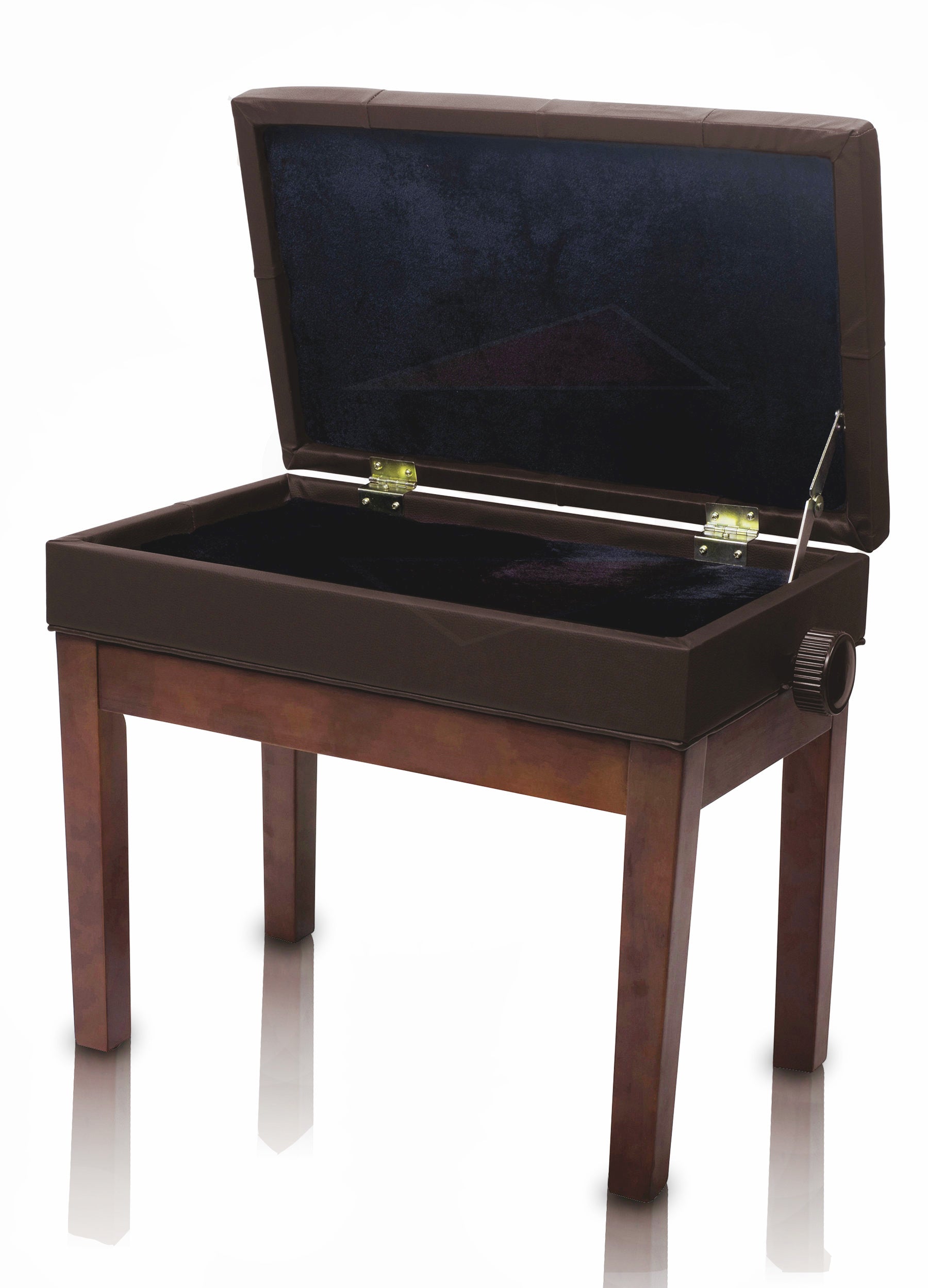 Adjustable Piano Brown PU Leather Bench by GRIFFIN | Vintage Stylish Design, Heavy-Duty & Ergonomic Keyboard Stool | Comfortable Seat & Convenient Hidden Storage Space Perfect For Home & Professional GeekStands.com