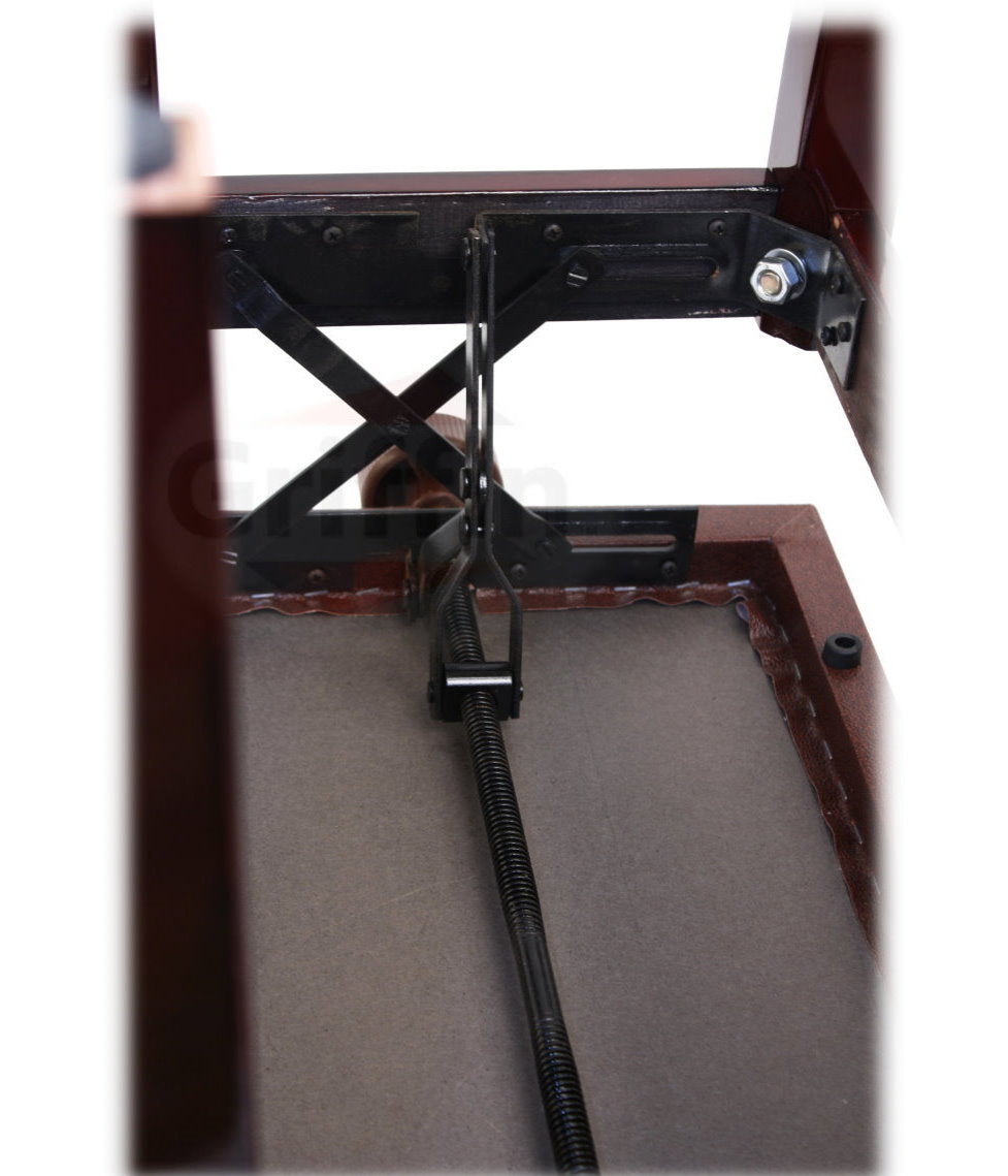 Adjustable Piano Brown PU Leather Bench by GRIFFIN - Vintage Stylish Design, Heavy-Duty & Ergonomic Keyboard Stool - Comfortable Seat & Hidden Storage GeekStands.com