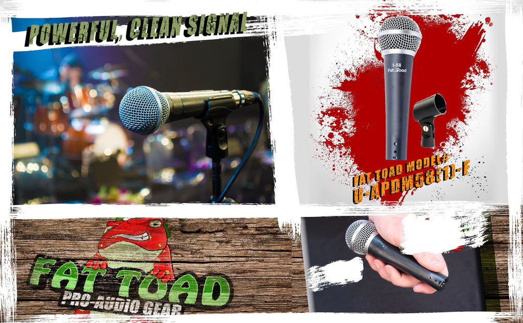 Cardioid Dynamic Microphone with Mic Clip by FAT TOAD - Vocal Handheld, Unidirectional Mic - Singing Wired Microphone for Music Stage Performances GeekStands.com