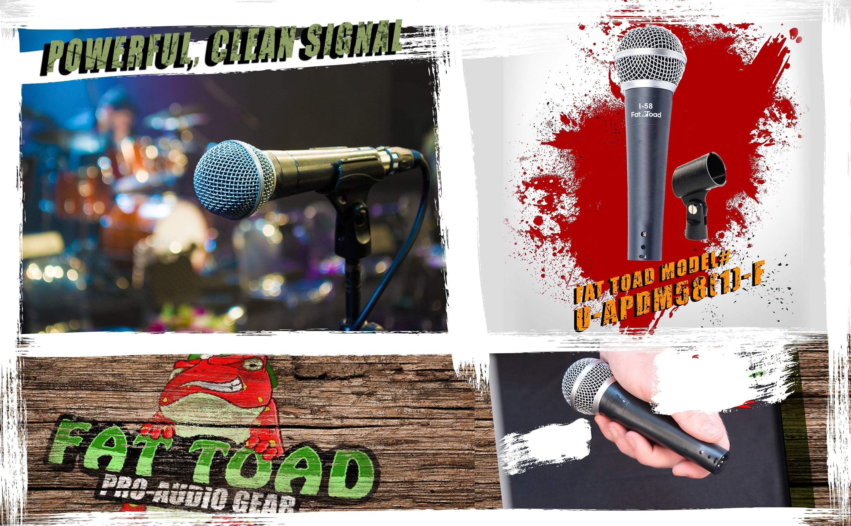 Cardioid Dynamic Microphone with Mic Clip by FAT TOAD - Vocal Handheld, Unidirectional Mic - Singing Wired Microphone for Music Stage Performances GeekStands.com