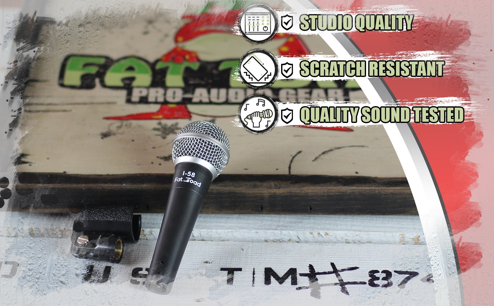 Cardioid Dynamic Microphone with Mic Clip by FAT TOAD - Vocal Handheld, Unidirectional Mic - Singing Wired Microphone for Music Stage Performances GeekStands.com