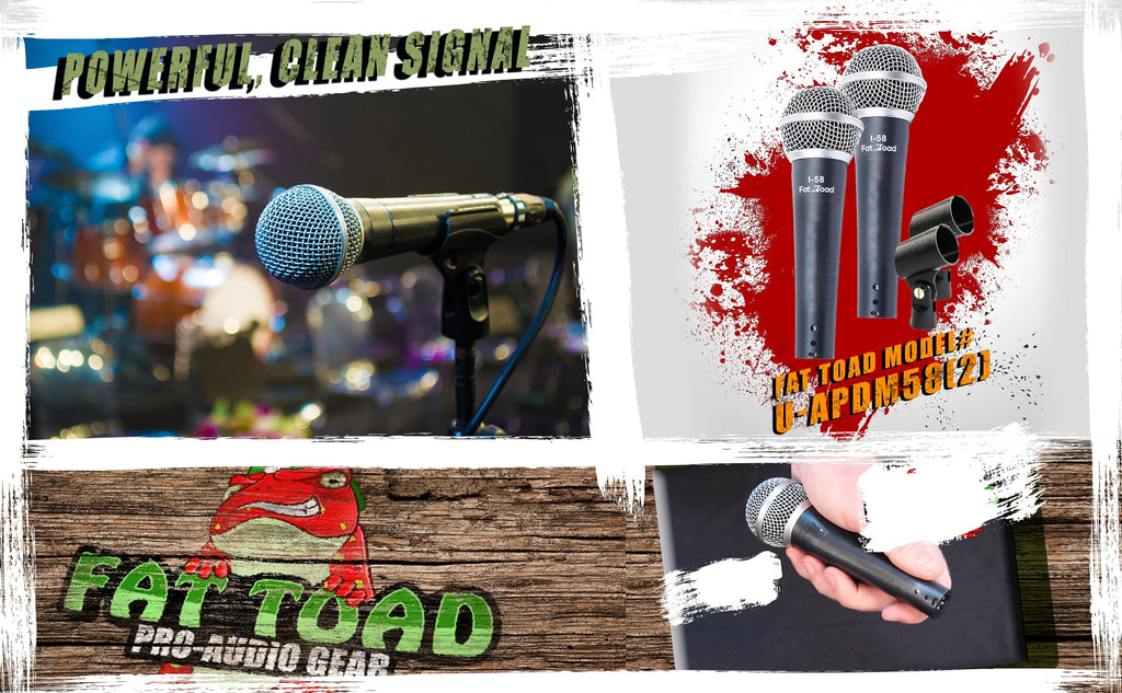 Dynamic Vocal Microphones with Clips (2 Pack) FAT TOAD - Cardioid Handheld, Unidirectional Mic - Singing Wired Microphone for Music Stage Instrument GeekStands.com