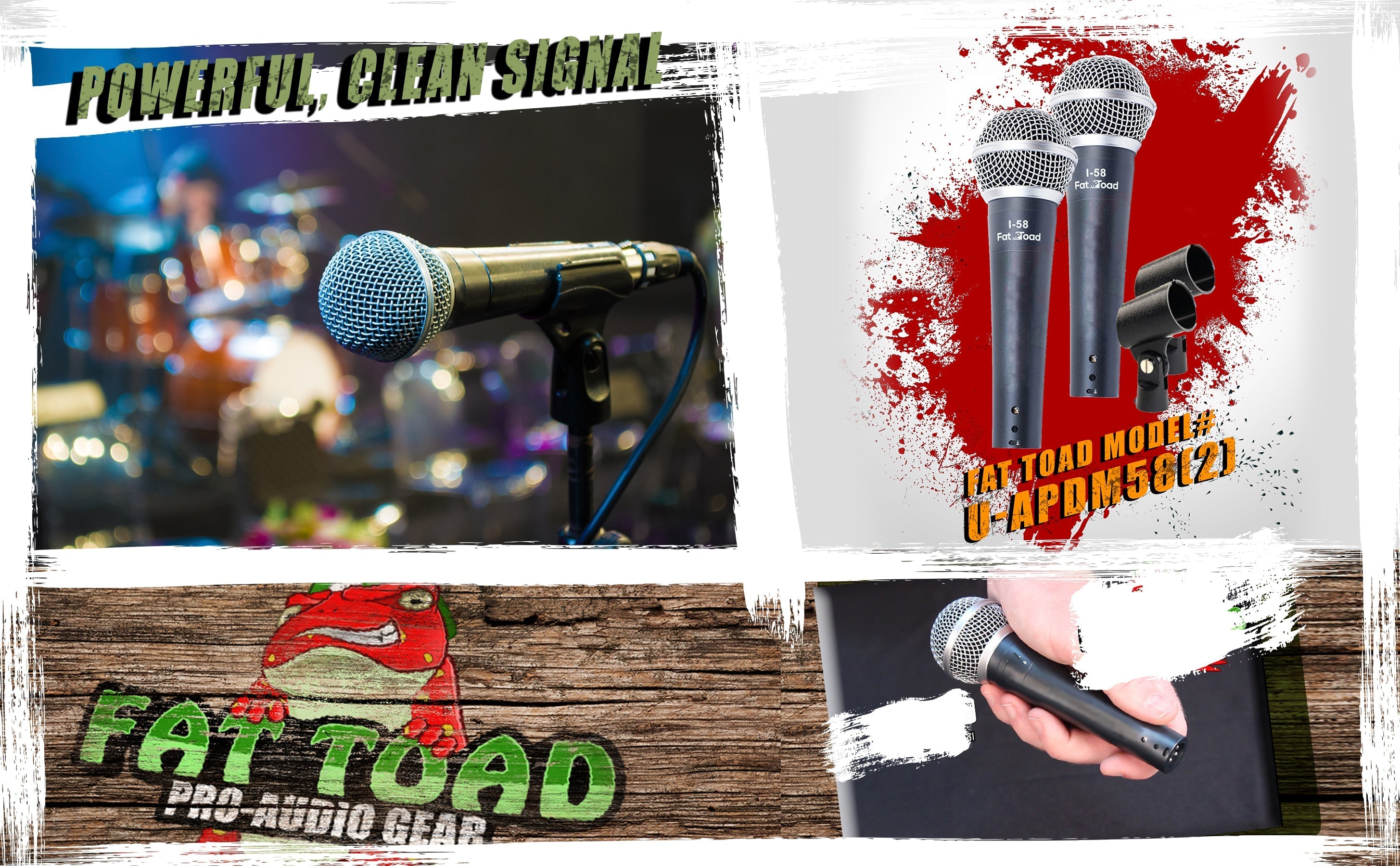 Dynamic Vocal Microphones with Clips (2 Pack) FAT TOAD - Cardioid Handheld, Unidirectional Mic - Singing Wired Microphone for Music Stage Instrument GeekStands.com