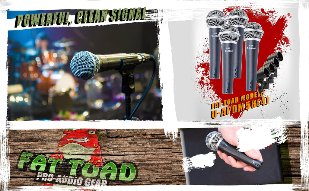 Cardioid Microphones with Clips (4 Pack) by FAT TOAD - Vocal Handheld, Wired Unidirectional Mic - Singing Microphone for Music Stage Performance GeekStands.com