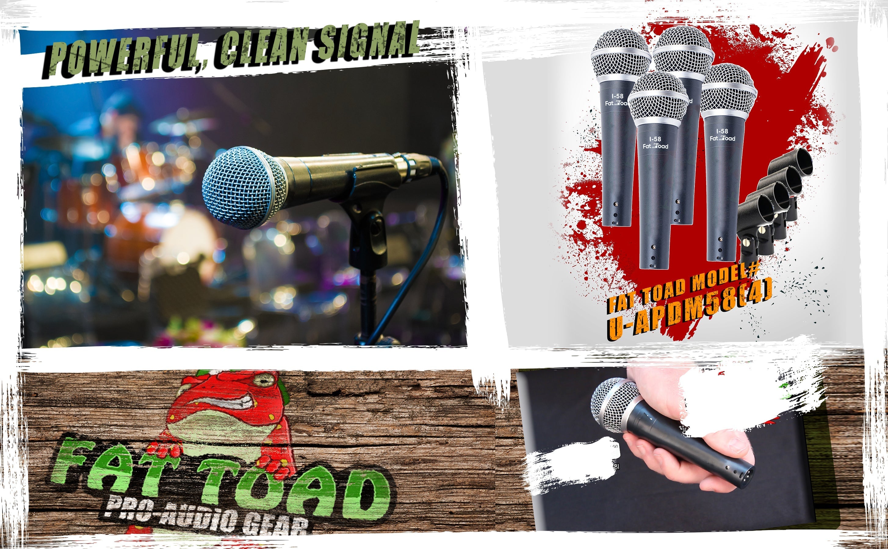 Cardioid Microphones with Clips (4 Pack) by FAT TOAD - Vocal Handheld, Wired Unidirectional Mic - Singing Microphone for Music Stage Performance GeekStands.com