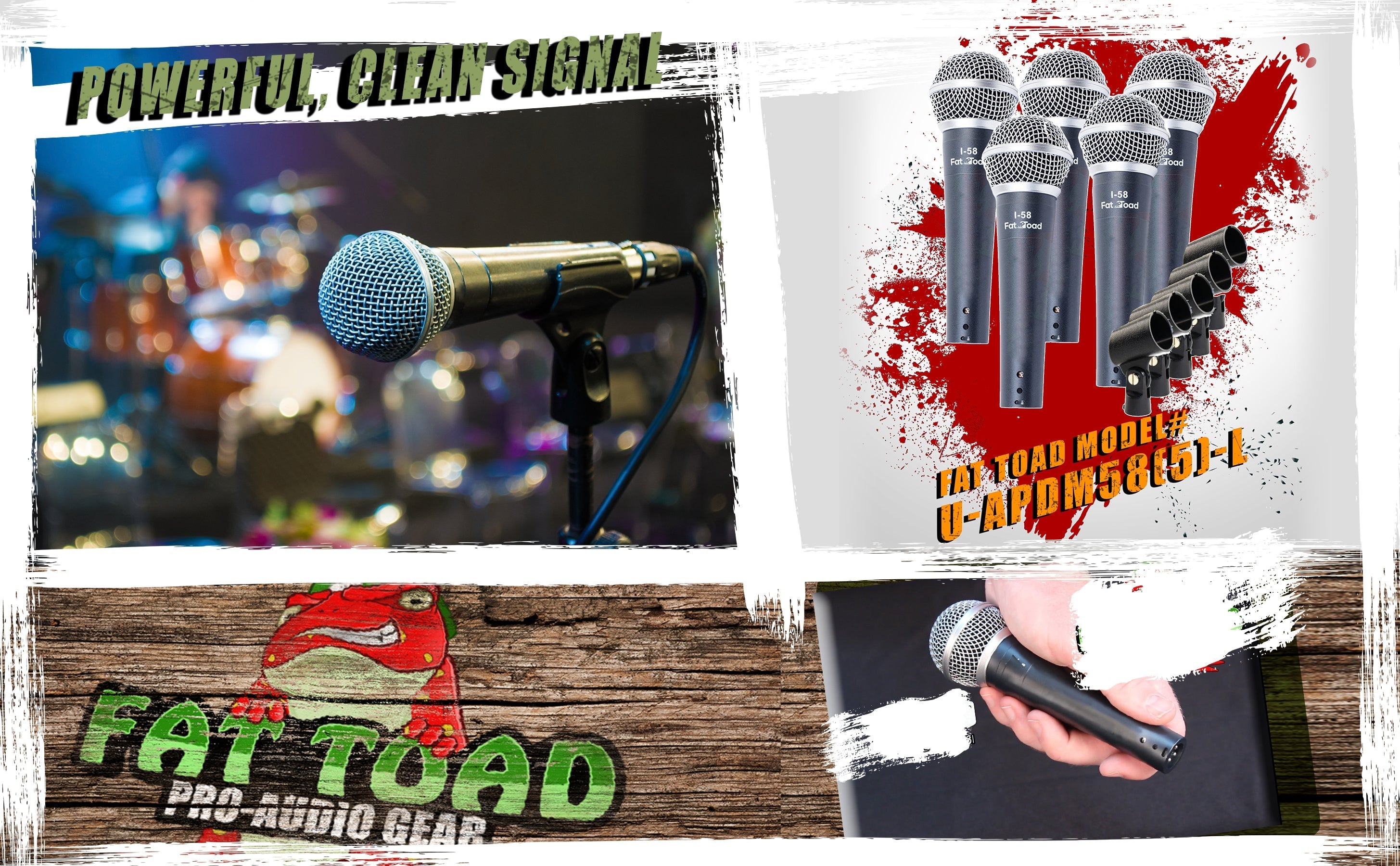 Studio Recording Microphones with Clips (5 Pack) by FAT TOAD - Vocal Handheld, Unidirectional Wired Mic - Cardioid Dynamic Singing Microphone GeekStands.com