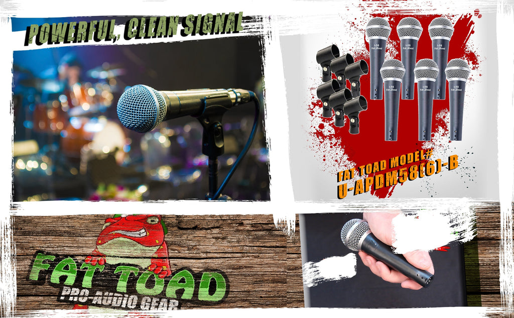 Cardioid Dynamic Microphones & Clips (6 Pack) by FAT TOAD - Professional Vocal Handheld, Unidirectional Mic - Singing Microphone Designed for DJ Stage GeekStands.com