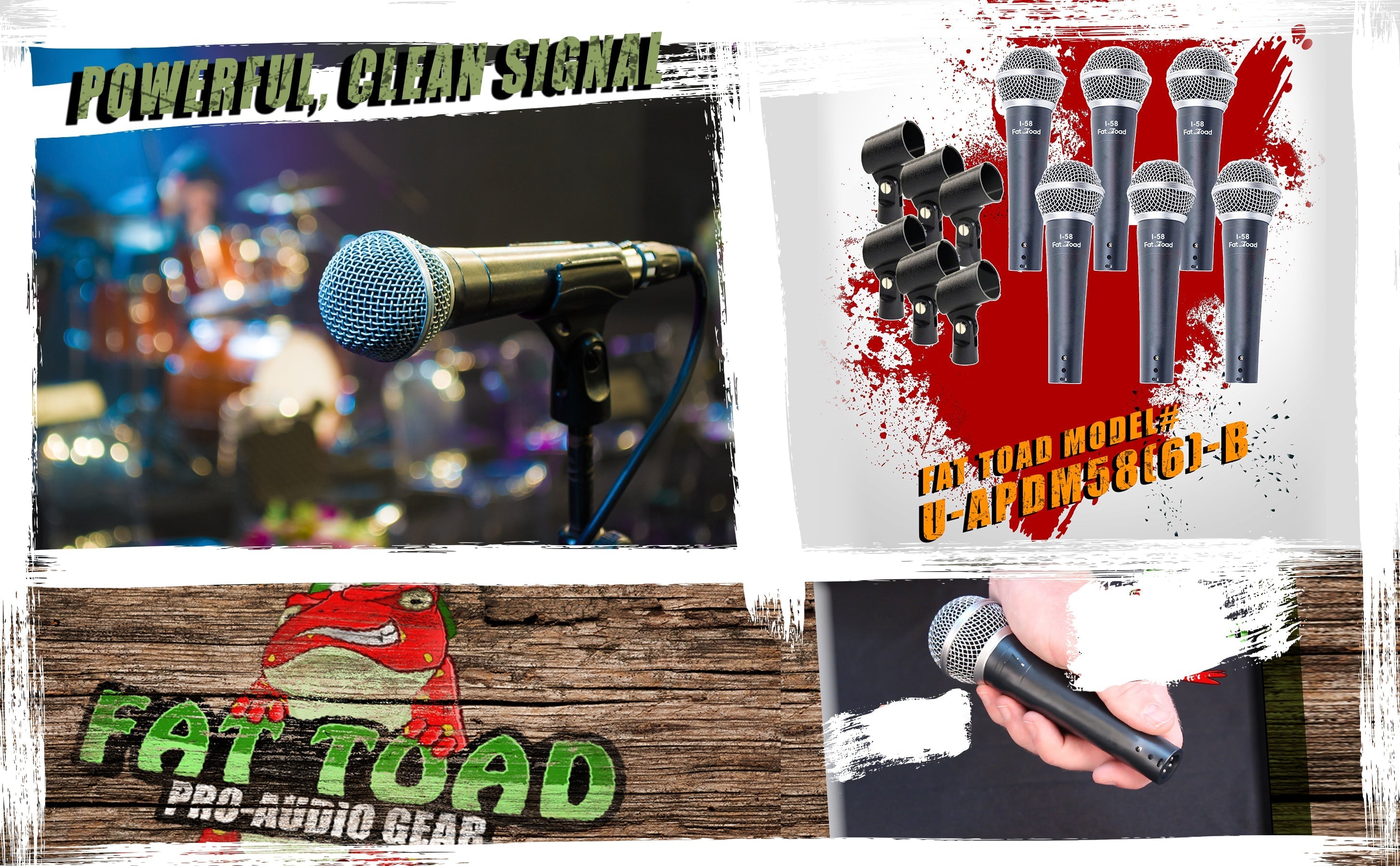 Cardioid Dynamic Microphones & Clips (6 Pack) by FAT TOAD - Professional Vocal Handheld, Unidirectional Mic - Singing Microphone Designed for DJ Stage GeekStands.com
