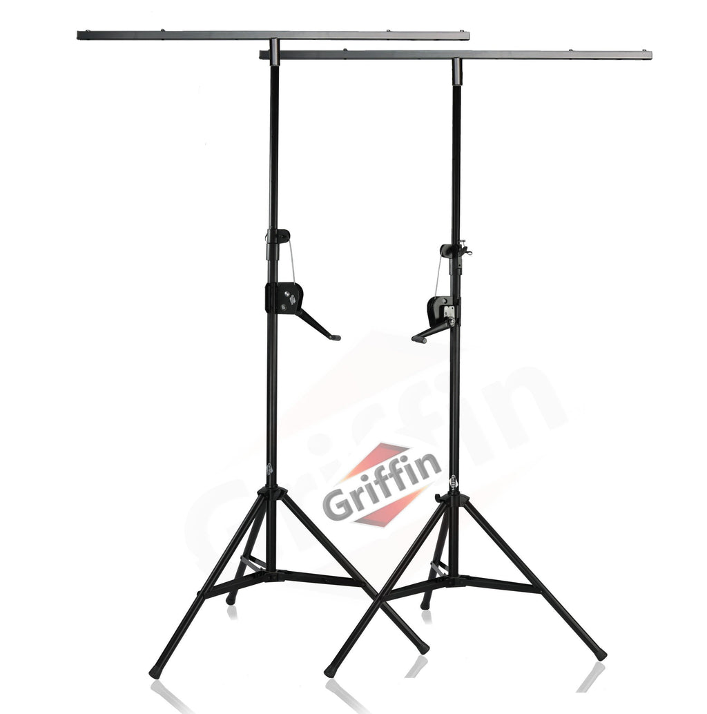 Crank Up Light Stands (2 Pack) Stage Lighting Truss System by GRIFFIN - Portable Speaker Tripod Platform Rig - Adjustable Trussing DJ Booth Kit, T Bar GeekStands.com
