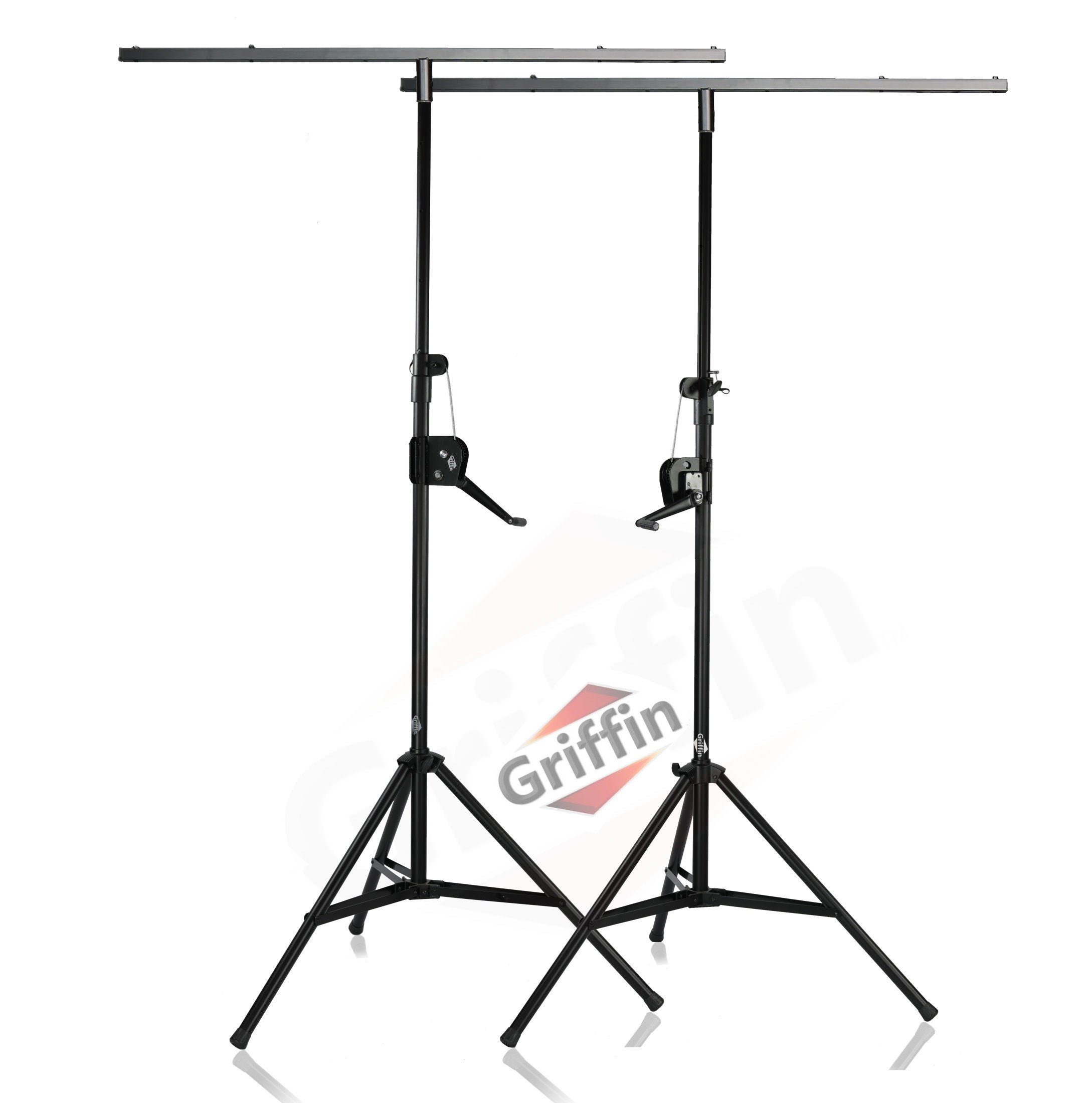 Crank Up Light Stands (2 Pack) Stage Lighting Truss System by GRIFFIN - Portable Speaker Tripod Platform Rig - Adjustable Trussing DJ Booth Kit, T Bar GeekStands.com