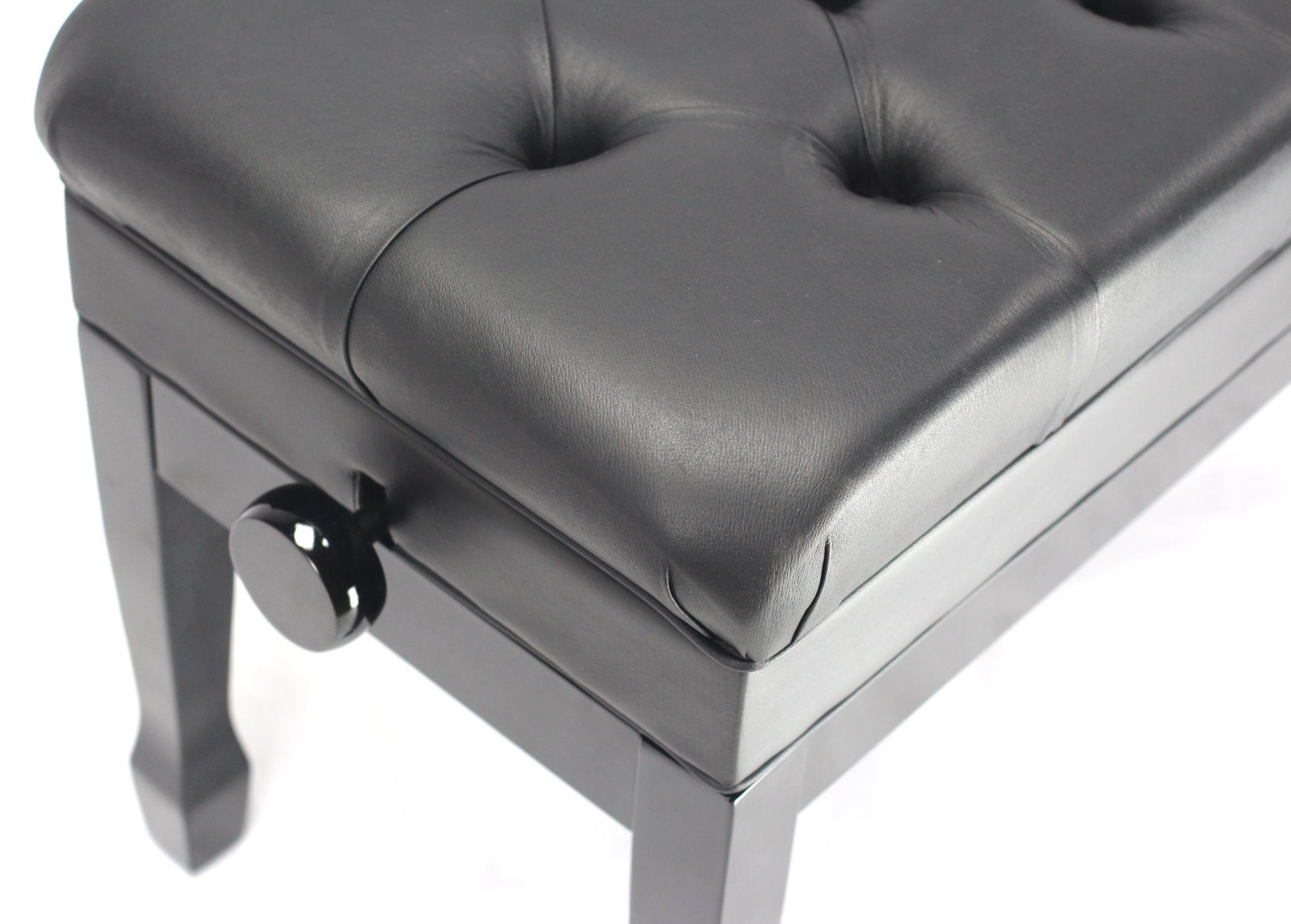 GRIFFIN Genuine Leather Piano Bench - Oversize Duet Vintage Black Solid Wood & Ergonomic Keyboard Stool - 2 Person Cushion Seat & Sheet Music Storage GeekStands.com