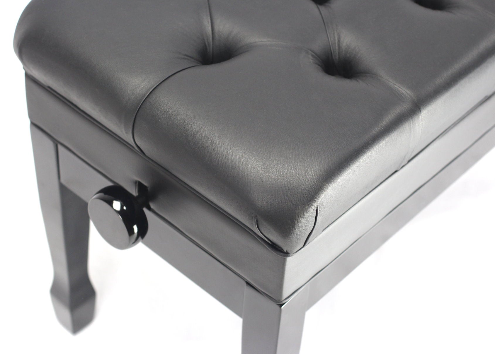 GRIFFIN Genuine Leather Piano Bench | Oversize Duet Vintage Black Solid Wood & Ergonomic Keyboard Stool | 2 Person Cushion Seat & Sheet Music Book Storage Space | Guitar Musicians Chair & Vanity Bench GeekStands.com