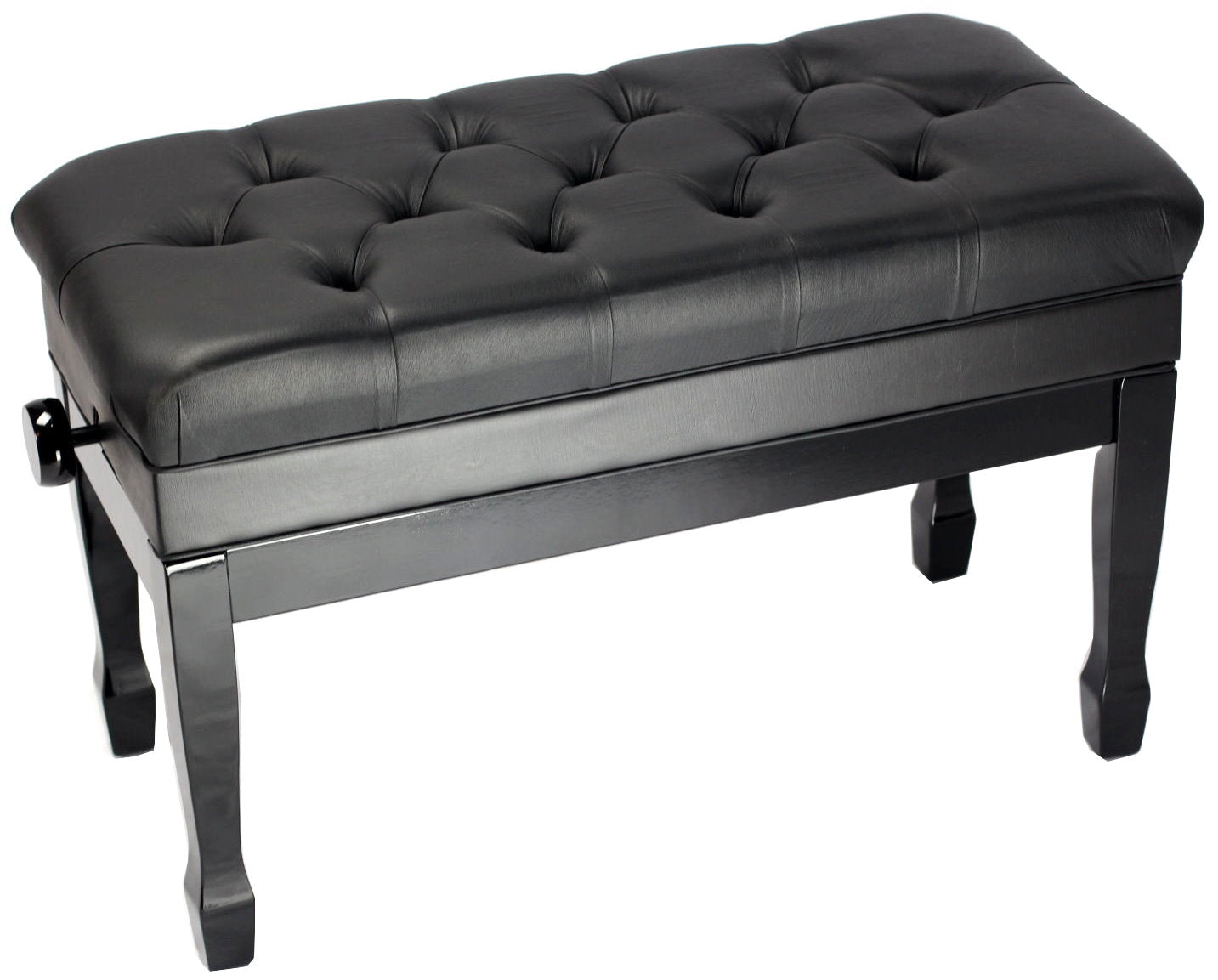 GRIFFIN Genuine Leather Piano Bench - Oversize Duet Vintage Black Solid Wood & Ergonomic Keyboard Stool - 2 Person Cushion Seat & Sheet Music Storage GeekStands.com