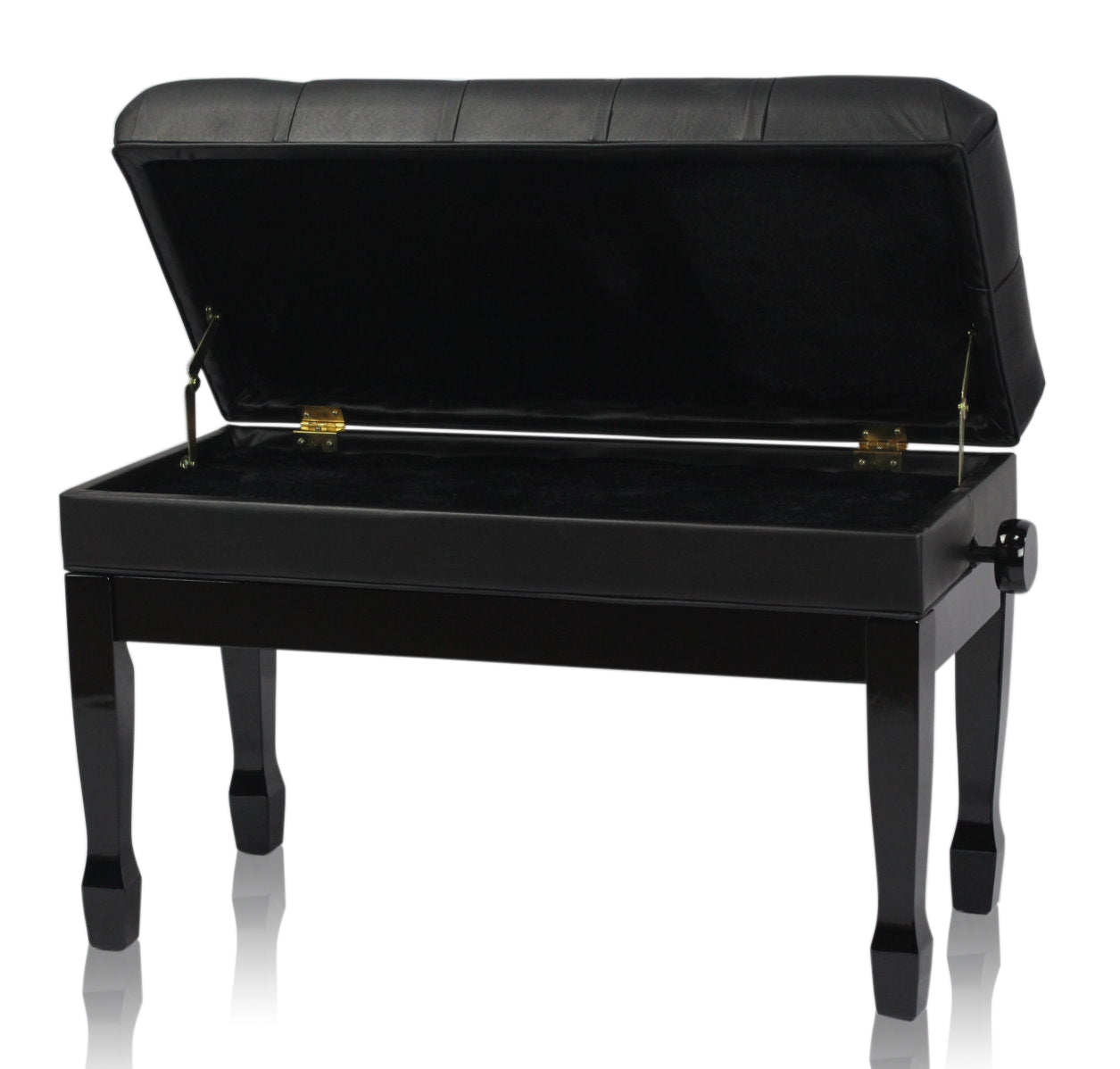 GRIFFIN Genuine Leather Piano Bench | Oversize Duet Vintage Black Solid Wood & Ergonomic Keyboard Stool | 2 Person Cushion Seat & Sheet Music Book Storage Space | Guitar Musicians Chair & Vanity Bench GeekStands.com