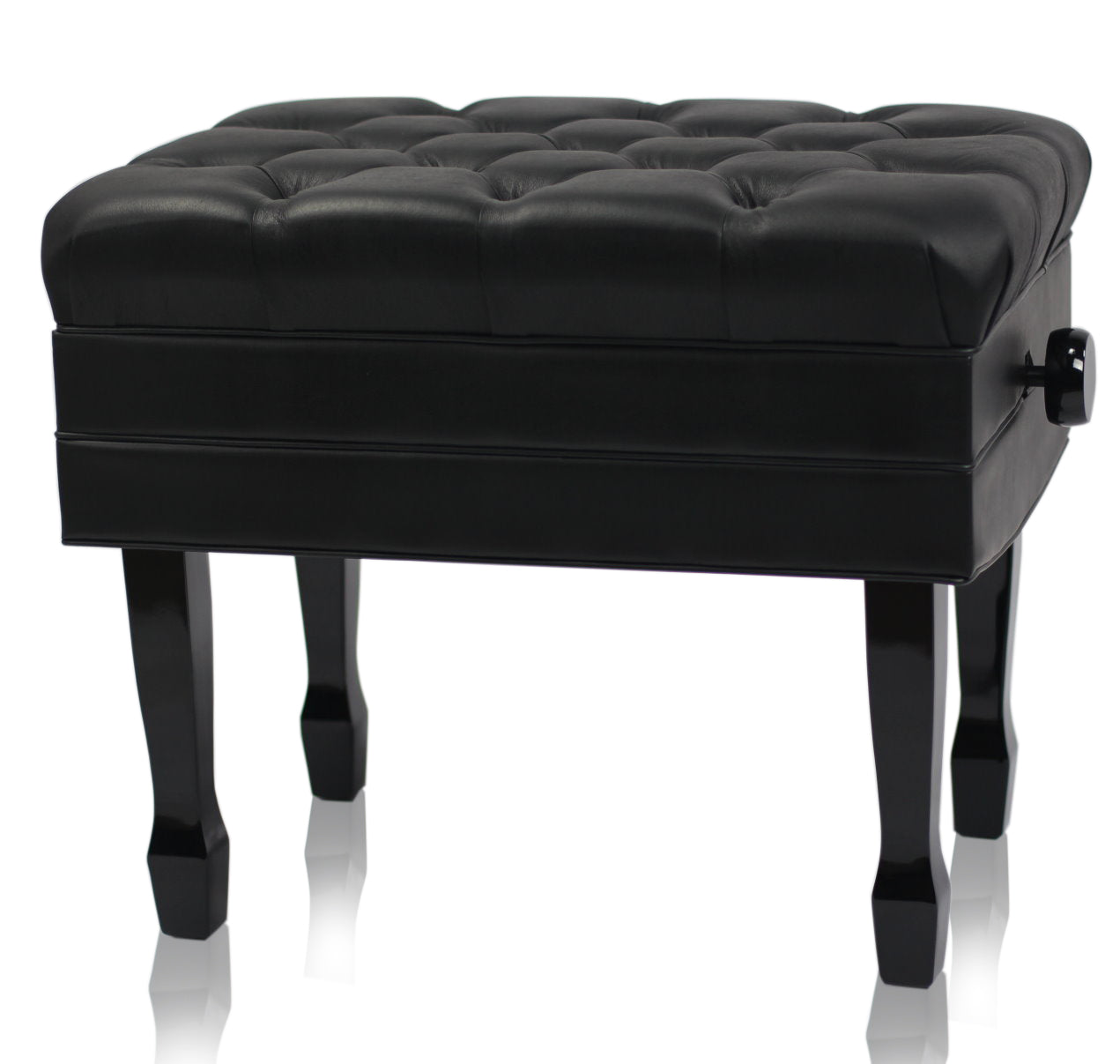 Genuine Leather Adjustable Piano Bench by GRIFFIN - Black Solid Wood Vintage Style & Heavy-Duty Ergonomic Keyboard Stool - Cushion Seat With Storage GeekStands.com