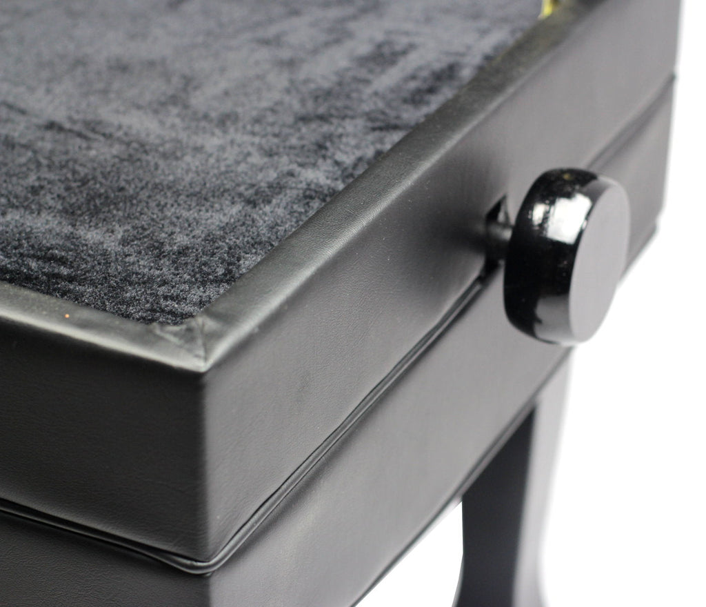 Genuine Leather Adjustable Piano Bench by GRIFFIN - Black Solid Wood Vintage Style & Heavy-Duty Ergonomic Keyboard Stool - Cushion Seat With Storage GeekStands.com