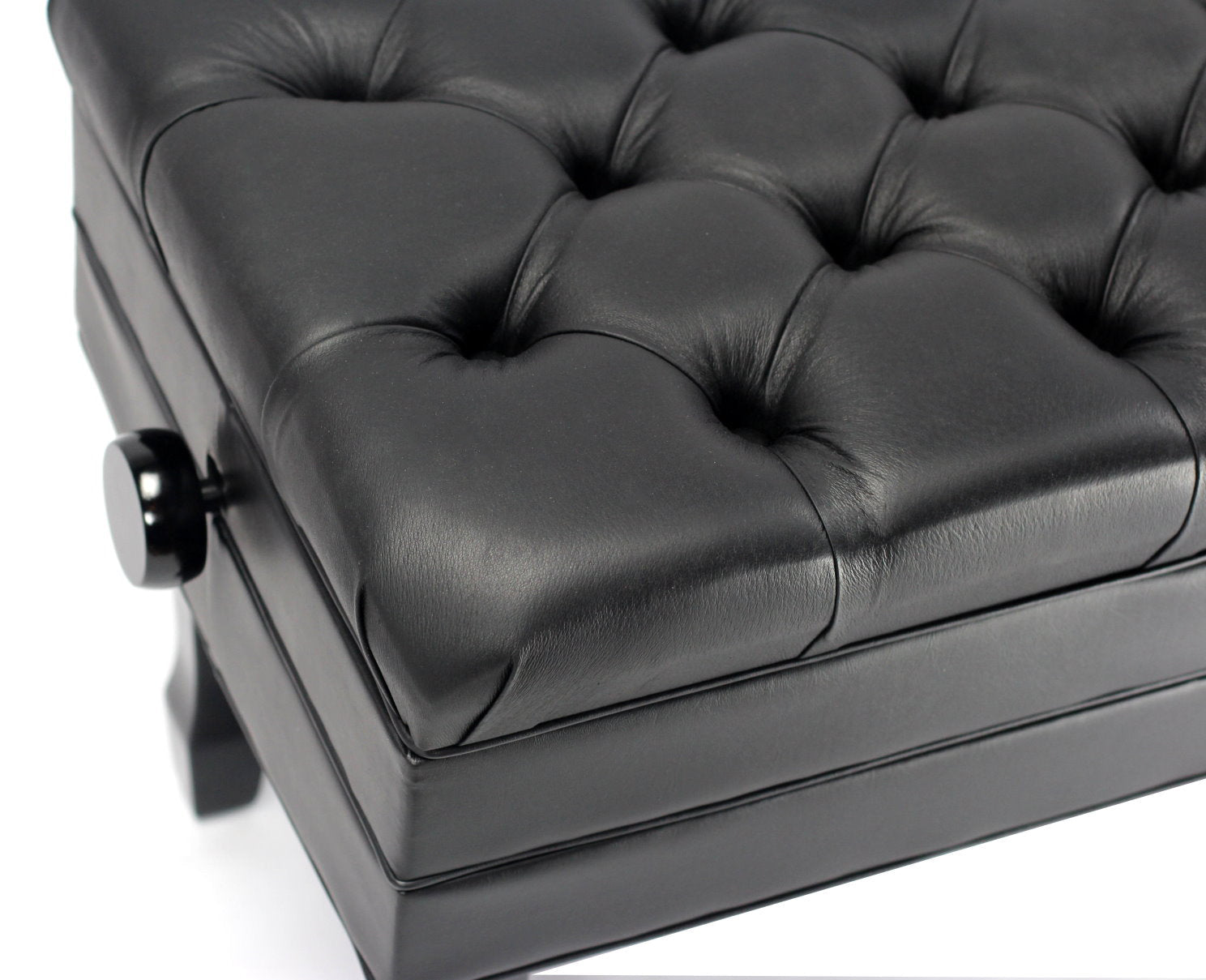 Genuine Leather Adjustable Piano Bench by GRIFFIN | Black Solid Wood Vintage Style & Heavy-Duty Ergonomic Keyboard Stool | Cushion Seat With Storage Space | Home Vanity Bench or Musicians Guitar Chair GeekStands.com