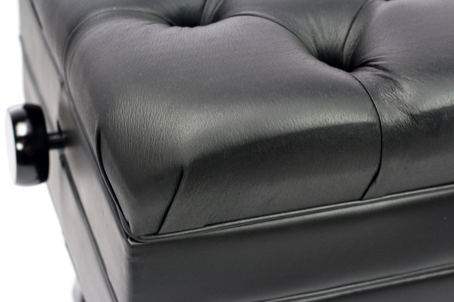 Genuine Leather Adjustable Piano Bench by GRIFFIN - Black Solid Wood Vintage Style & Heavy-Duty Ergonomic Keyboard Stool - Cushion Seat With Storage GeekStands.com