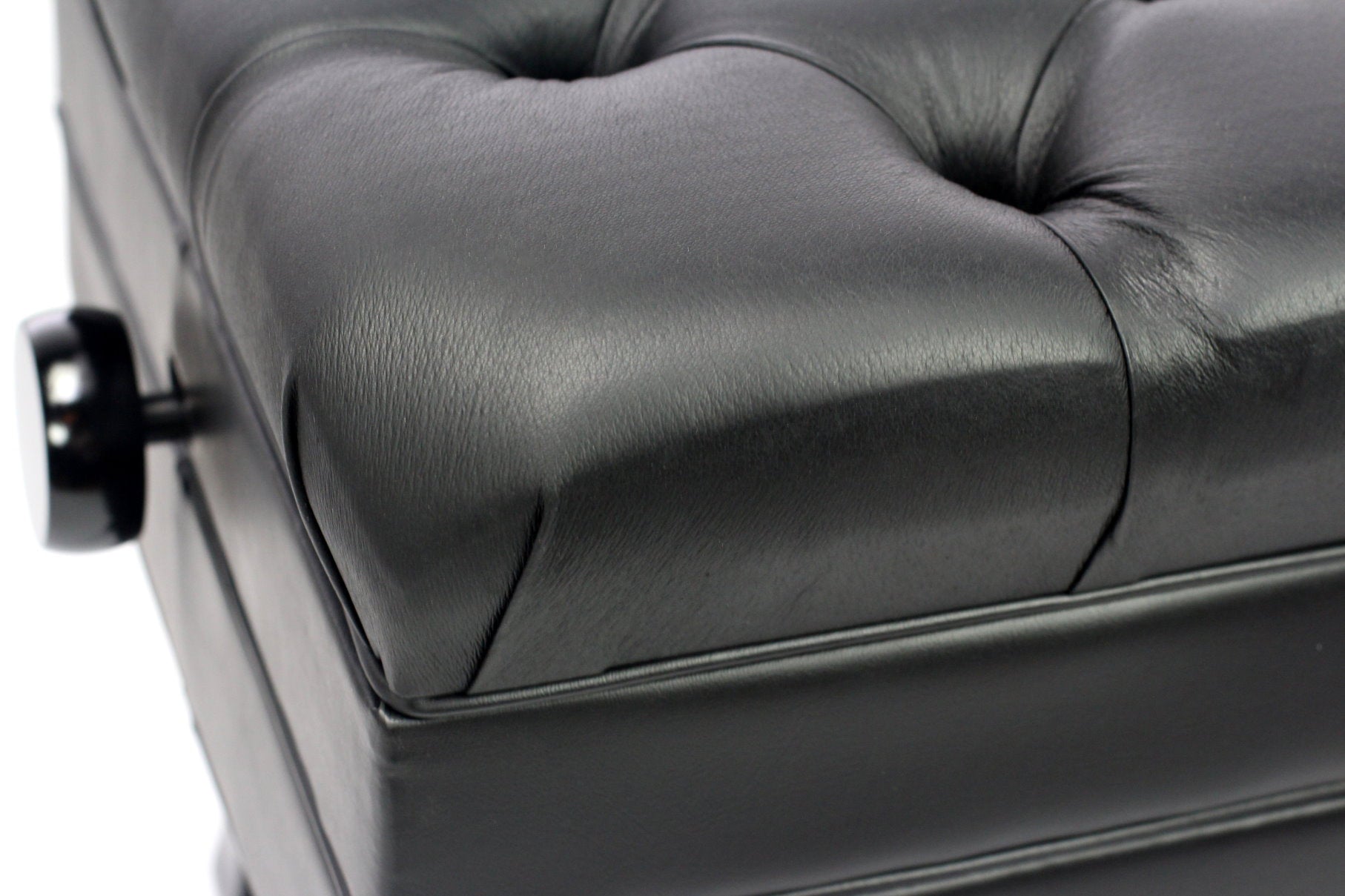 Genuine Leather Adjustable Piano Bench by GRIFFIN | Black Solid Wood Vintage Style & Heavy-Duty Ergonomic Keyboard Stool | Cushion Seat With Storage Space | Home Vanity Bench or Musicians Guitar Chair GeekStands.com