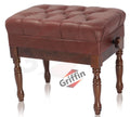 Genuine Leather Adjustable Piano Bench by GRIFFIN - Brown Solid Wood Vintage Design, Heavy-Duty & Ergonomic Keyboard Stool - Seat With Storage Space GeekStands.com