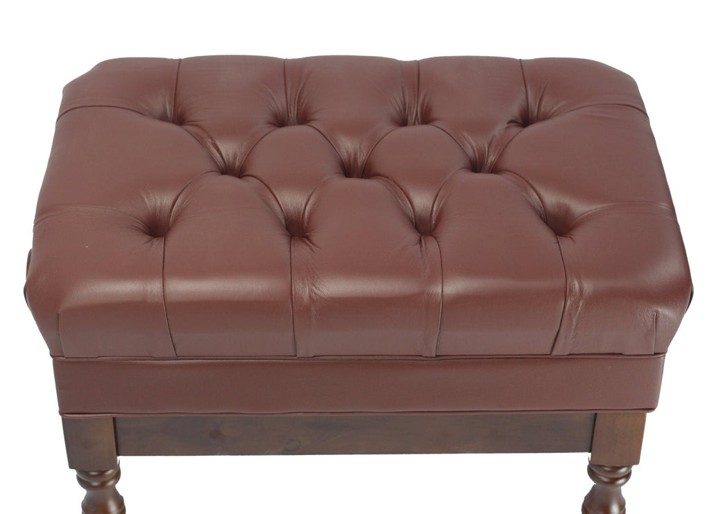 Genuine Leather Adjustable Piano Bench by GRIFFIN - Brown Solid Wood Vintage Design, Heavy-Duty & Ergonomic Keyboard Stool - Seat With Storage Space GeekStands.com