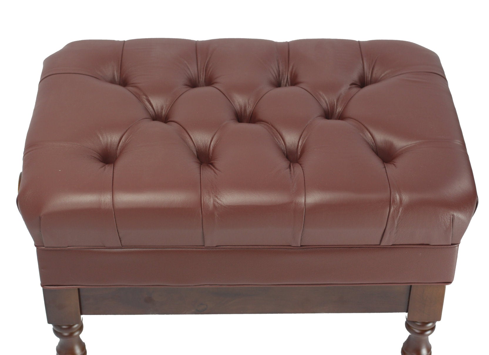 Genuine Leather Adjustable Piano Bench by GRIFFIN - Brown Solid Wood Vintage Design, Heavy-Duty & Ergonomic Keyboard Stool - Seat With Storage Space GeekStands.com