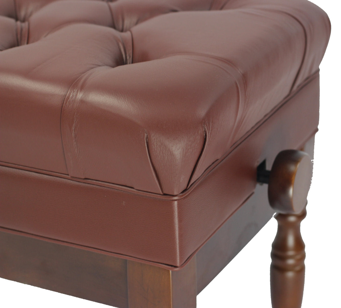 Genuine Leather Adjustable Piano Bench by GRIFFIN - Brown Solid Wood Vintage Design, Heavy-Duty & Ergonomic Keyboard Stool - Seat With Storage Space GeekStands.com