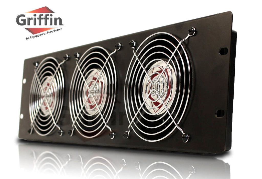 GRIFFIN Rackmount Cooling Fan - 3U Ultra-Quiet Triple Exhaust Fans, Keep Studio Audio Equipment Gear Cool - Rack Mount on Network IT System Server GeekStands.com