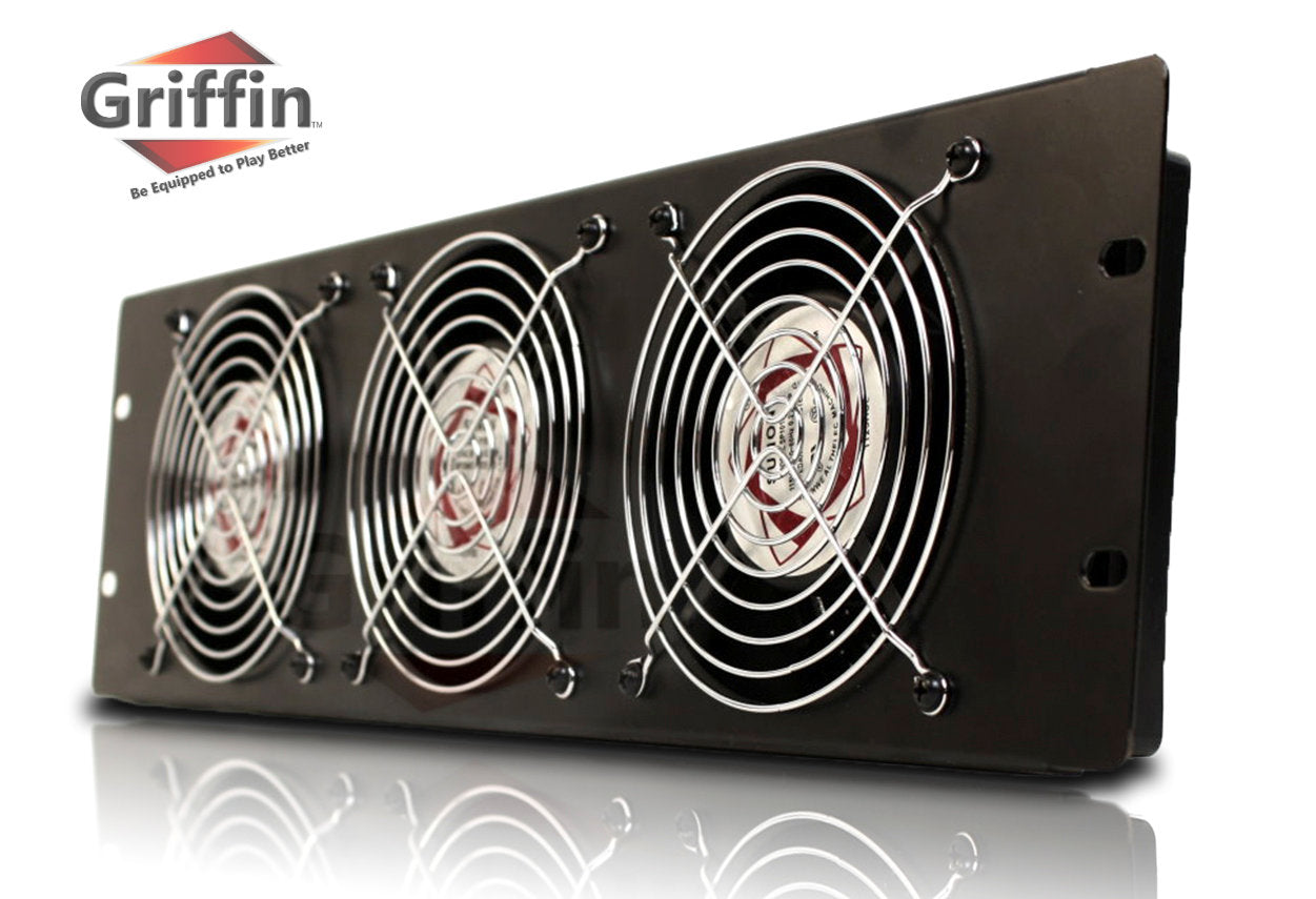 GRIFFIN Rackmount Cooling Fan - 3U Ultra-Quiet Triple Exhaust Fans, Keep Studio Audio Equipment Gear Cool - Rack Mount on Network IT System Server GeekStands.com