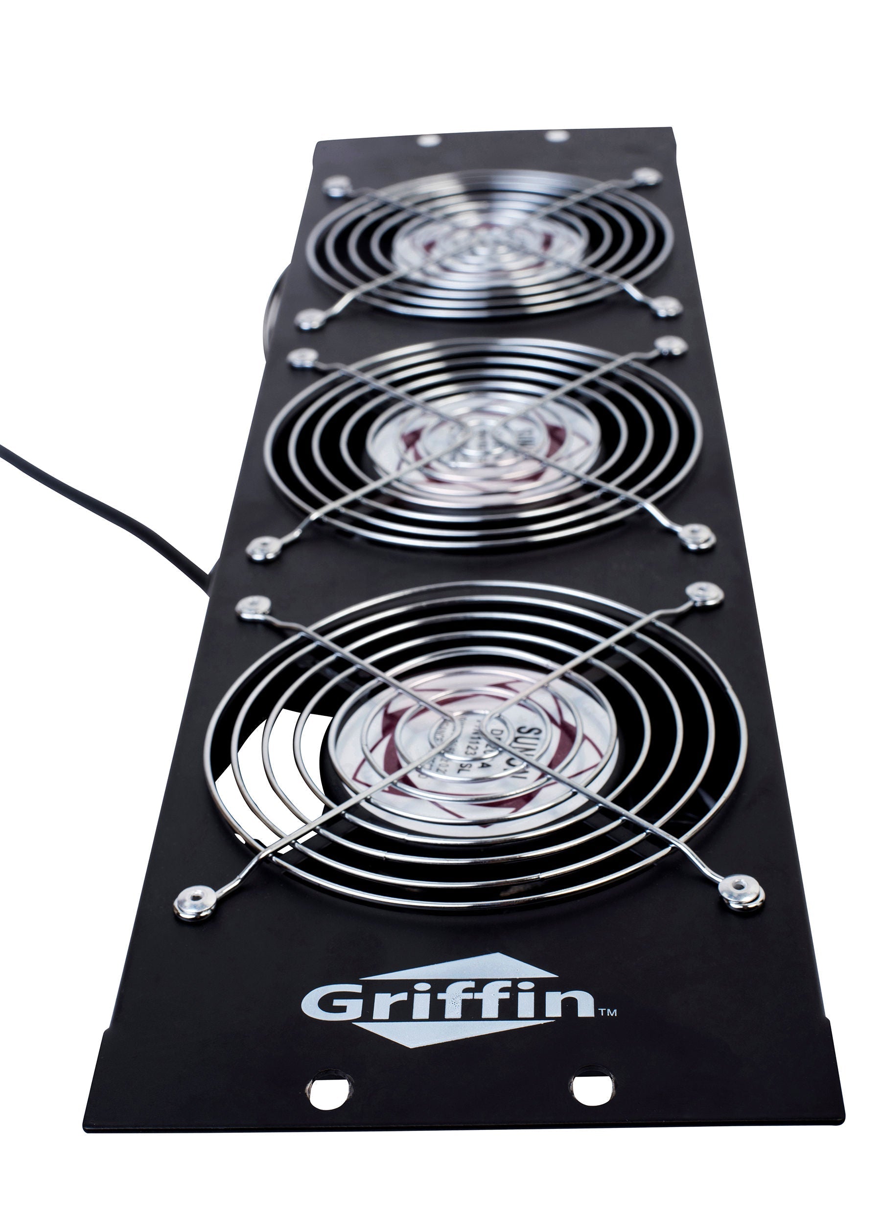 4 PACK - GRIFFIN Rackmount  Exhaust Fan | 3U Ultra-Quiet Triple Cooling Fans, Keep Studio Audio Equipment Gear Cool | Rack Mount on Network IT System Server Rails | Temperature Control Panel Cabinet GeekStands.com