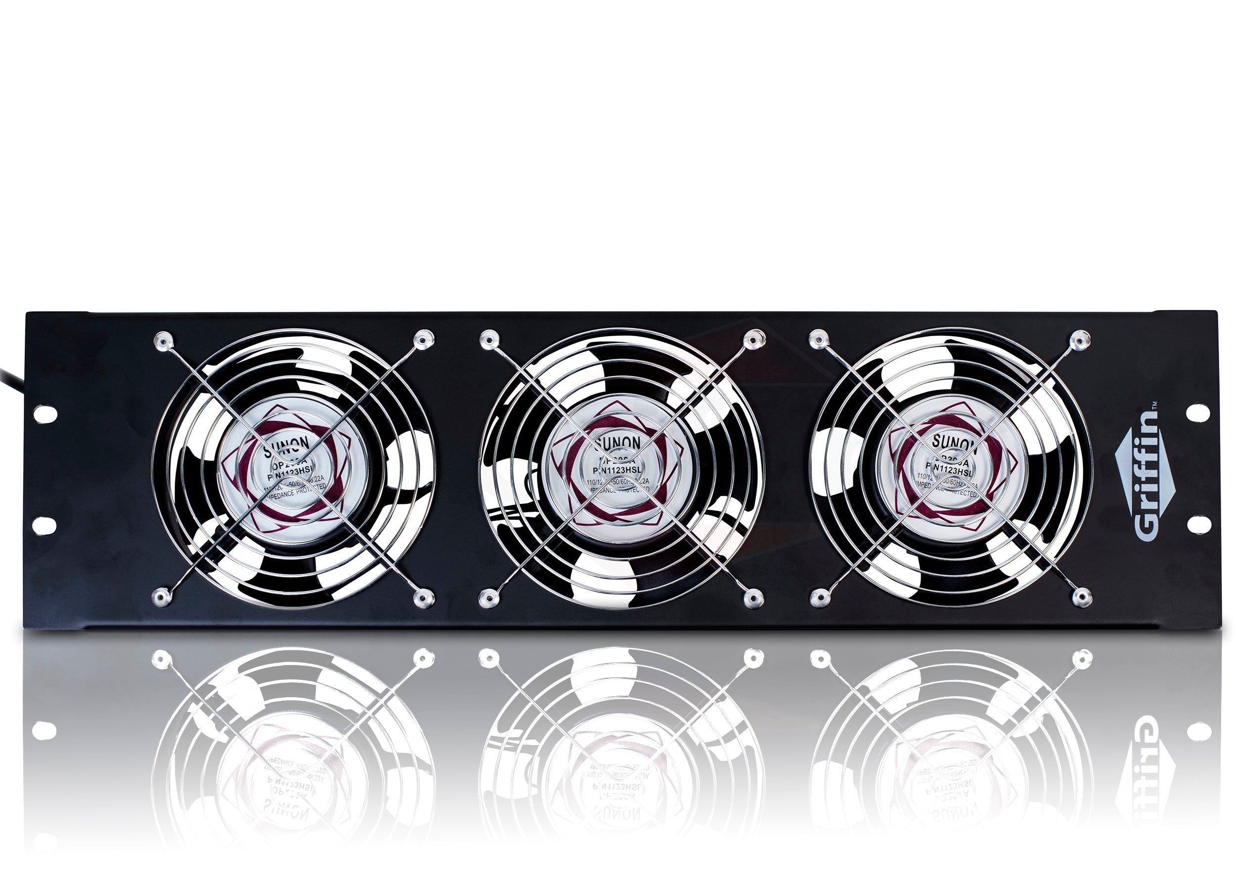 GRIFFIN Rackmount Cooling Fan | 3U Ultra-Quiet Triple Exhaust Fans, Keep Studio Audio Equipment Gear Cool | Rack Mount on Network IT System Server Rails | DJ PA AMP Temperature Control Panel Cabinet GeekStands.com
