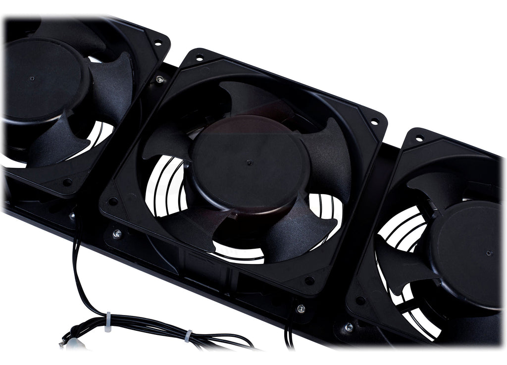 4 PACK - GRIFFIN Rackmount  Exhaust Fan | 3U Ultra-Quiet Triple Cooling Fans, Keep Studio Audio Equipment Gear Cool | Rack Mount on Network IT System Server Rails | Temperature Control Panel Cabinet GeekStands.com