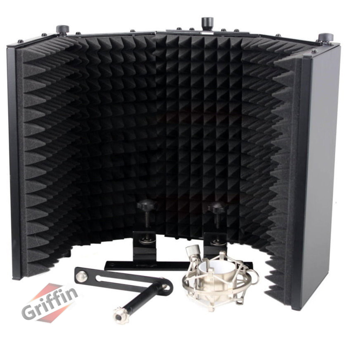 Studio Microphone Soundproofing Acoustic Foam Panel by GRIFFIN | Soundproof Filter | Sound Diffusion Mic Booth Shield | Isolation Diffuser | Noise Absorbing/Barrier for DJ Vocal Audio Music Recording GeekStands.com