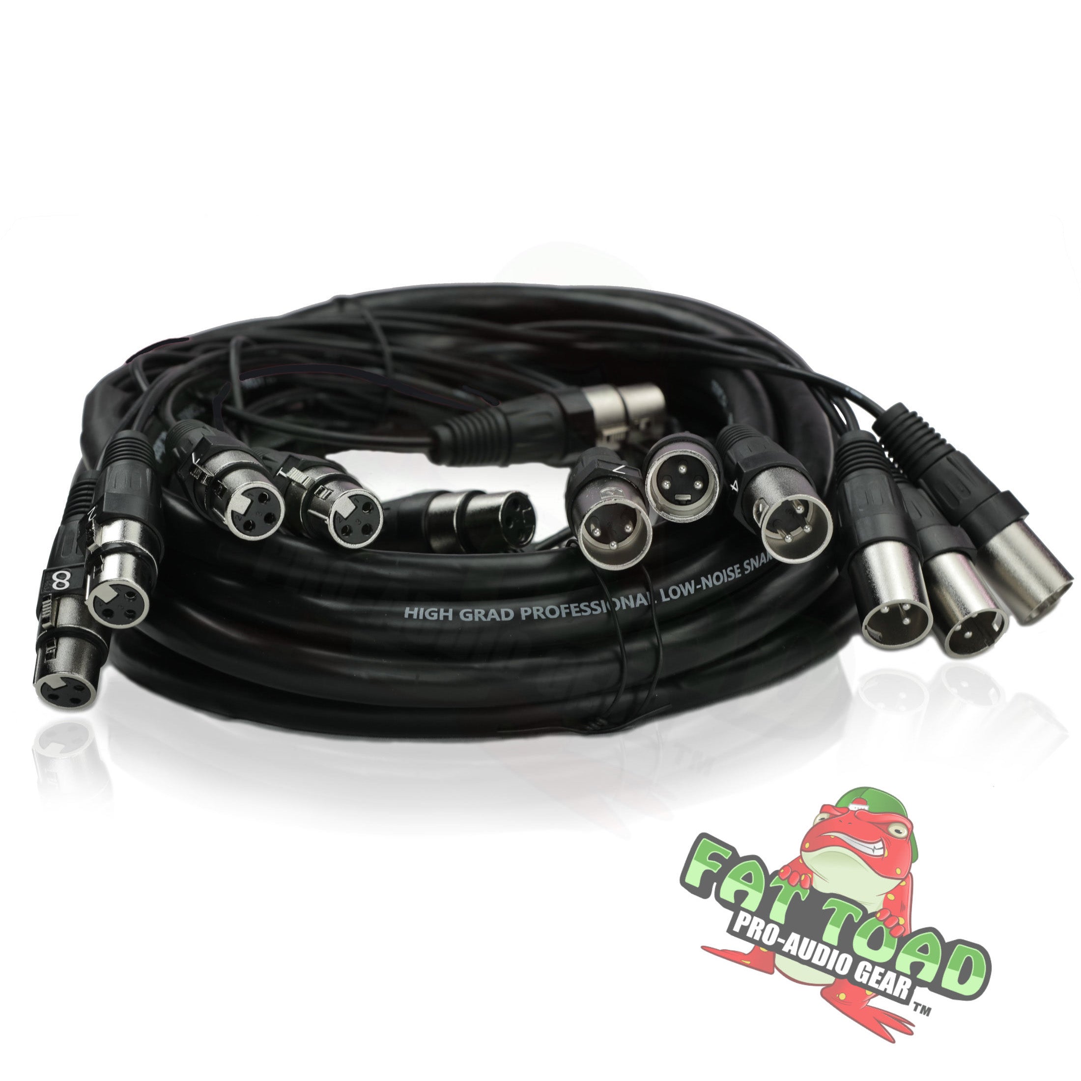XLR Snake Cable (8 Channels) 20 FT by FAT TOAD | Patch Studio, Stage, Live Sound Recording Multicore Cords | Pro Audio Shielded Female to Male Microphone Cables for DJ Digital Mixers or PA Amplifiers GeekStands.com